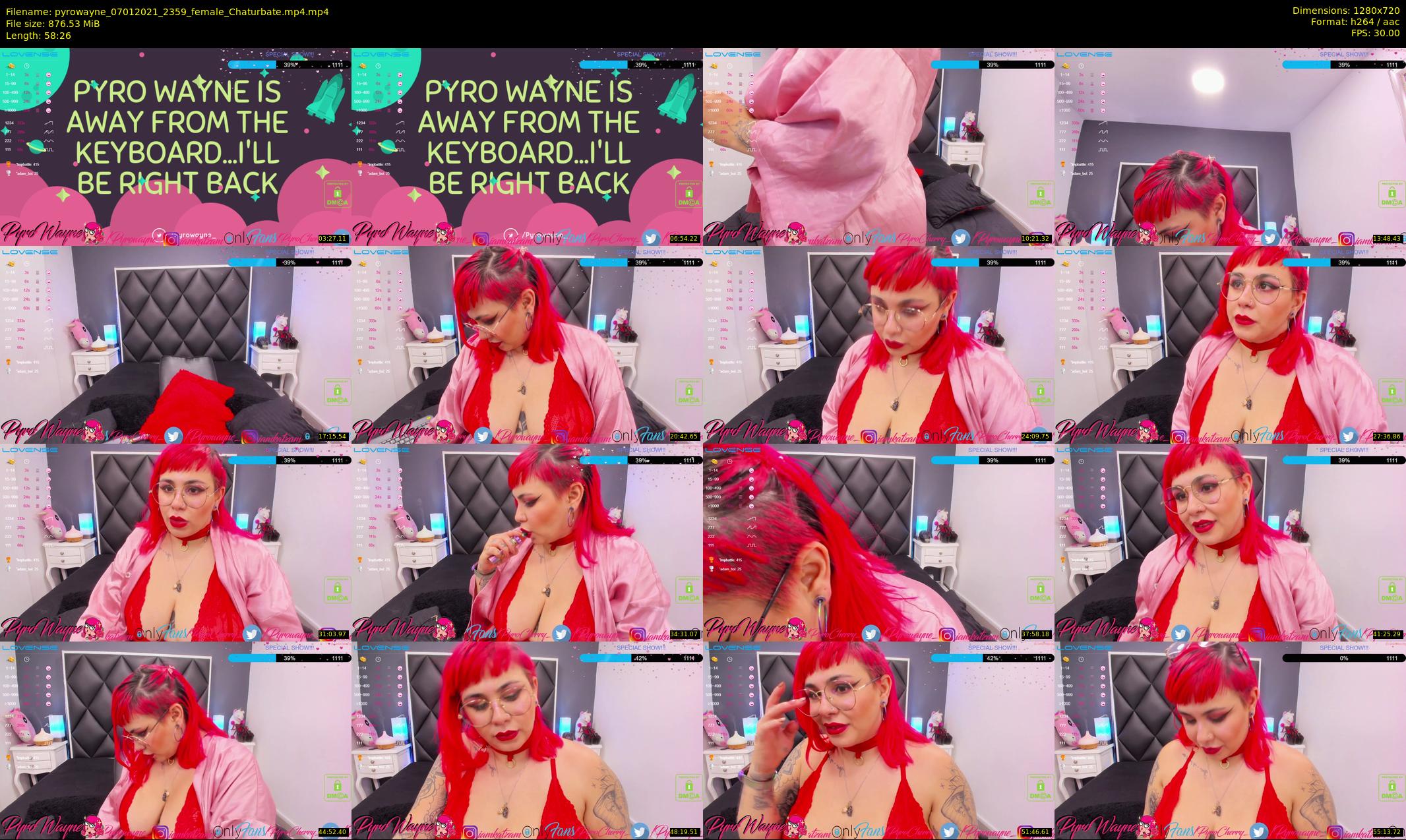 pyrowayne — 59 minute Chaturbate female cam show recording, 720p, Jan 7, 2021