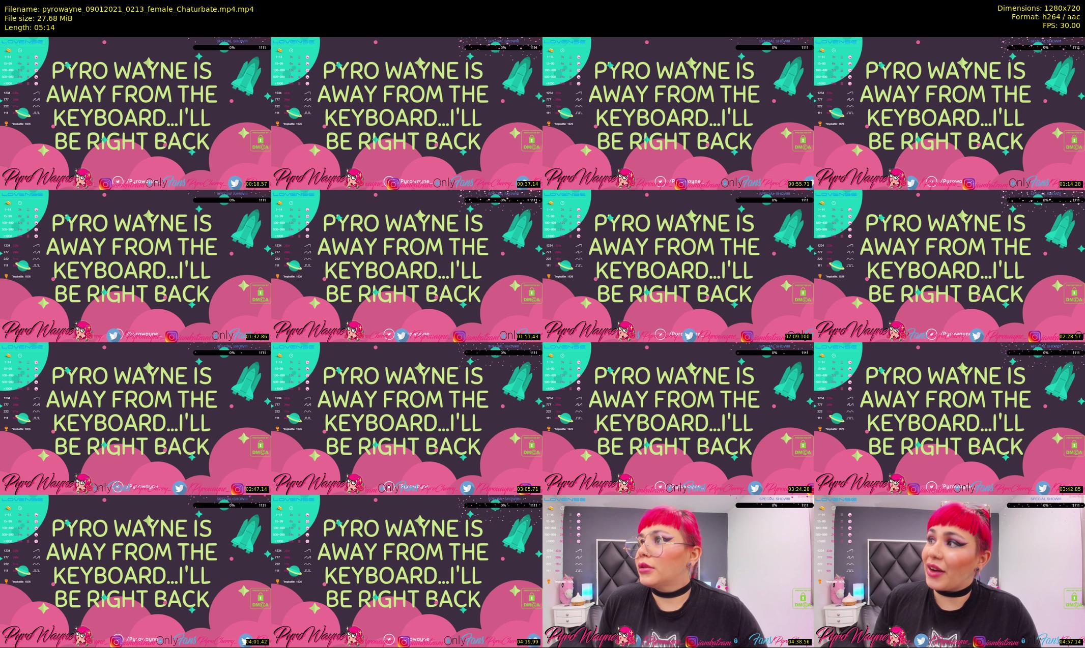 pyrowayne — 6 minute Chaturbate female cam show recording, 720p, Jan 9, 2021