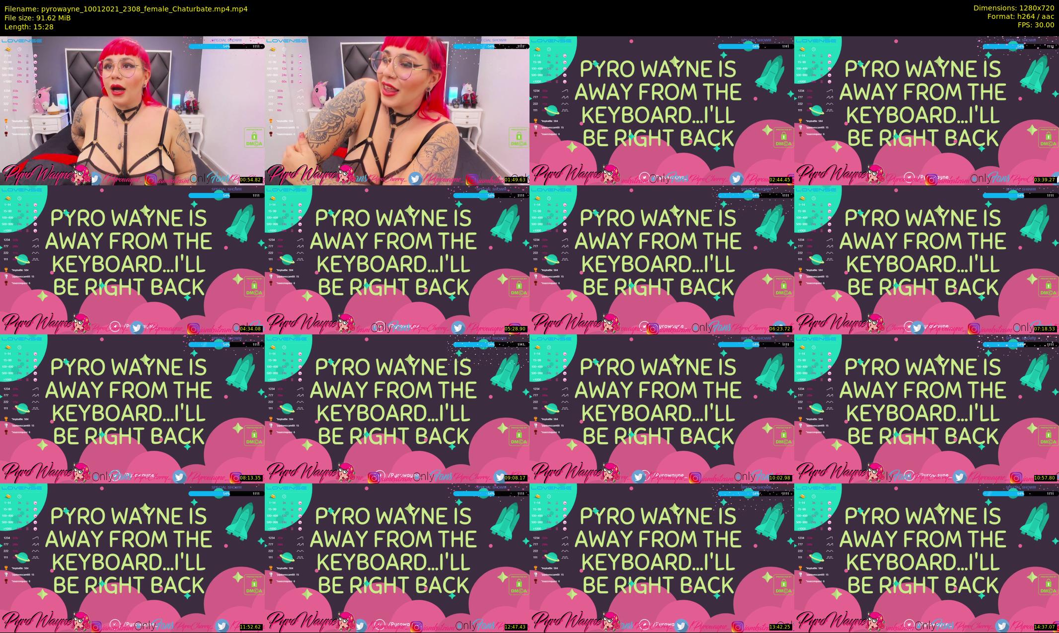 pyrowayne — 16 minute Chaturbate female cam show recording, 720p, Jan 10, 2021