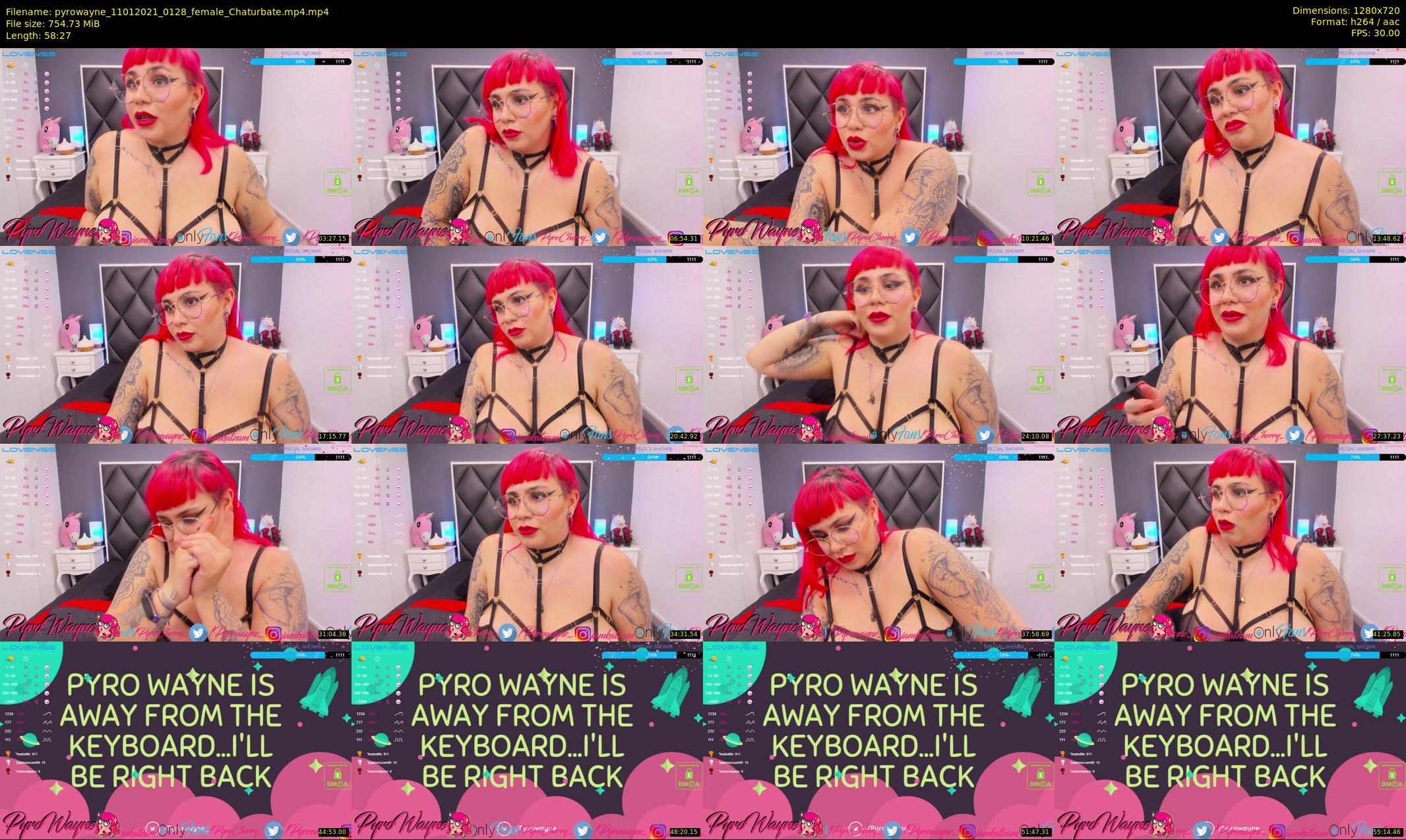 pyrowayne — 59 minute Chaturbate female cam show recording, 720p, Jan 11, 2021