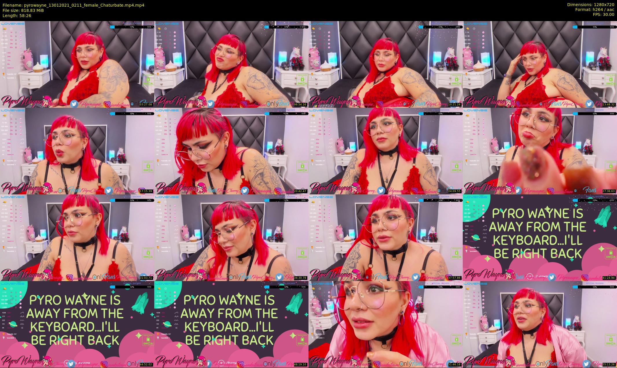 pyrowayne — 59 minute Chaturbate female cam show recording, 720p, Jan 13, 2021