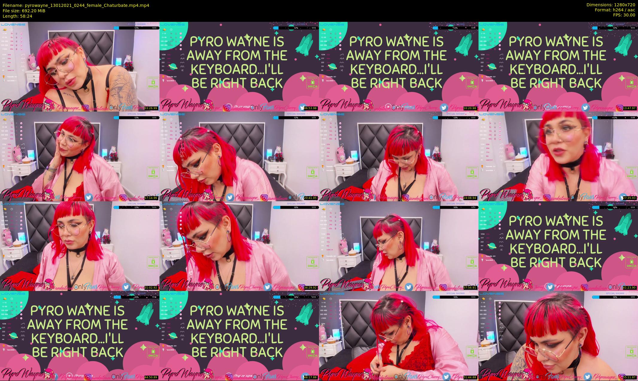 pyrowayne — 59 minute Chaturbate female cam show recording, 720p, Jan 13, 2021