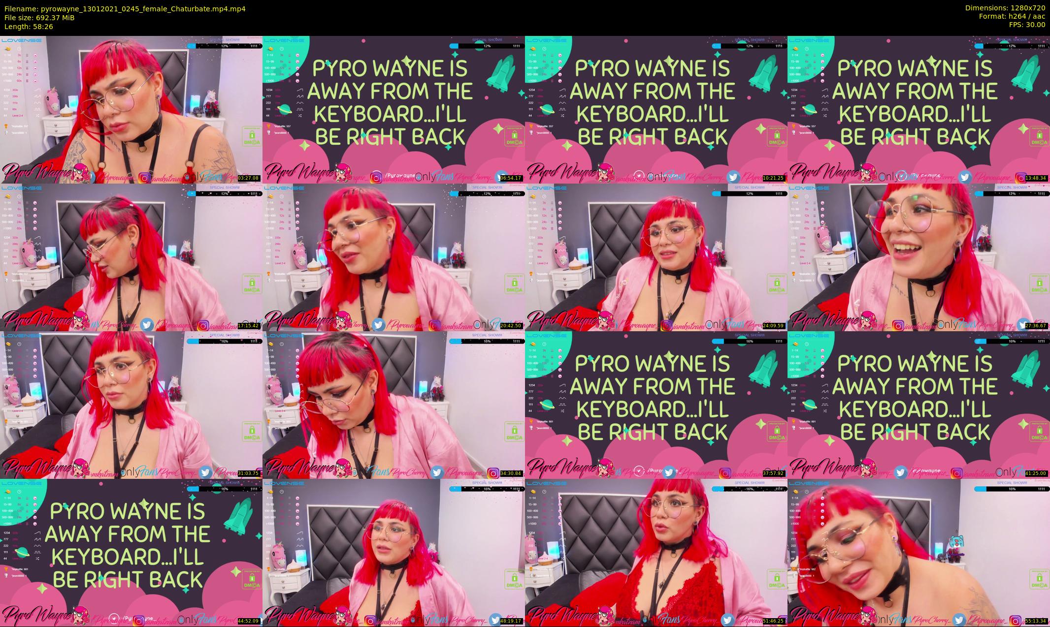 pyrowayne — 59 minute Chaturbate female cam show recording, 720p, Jan 13, 2021