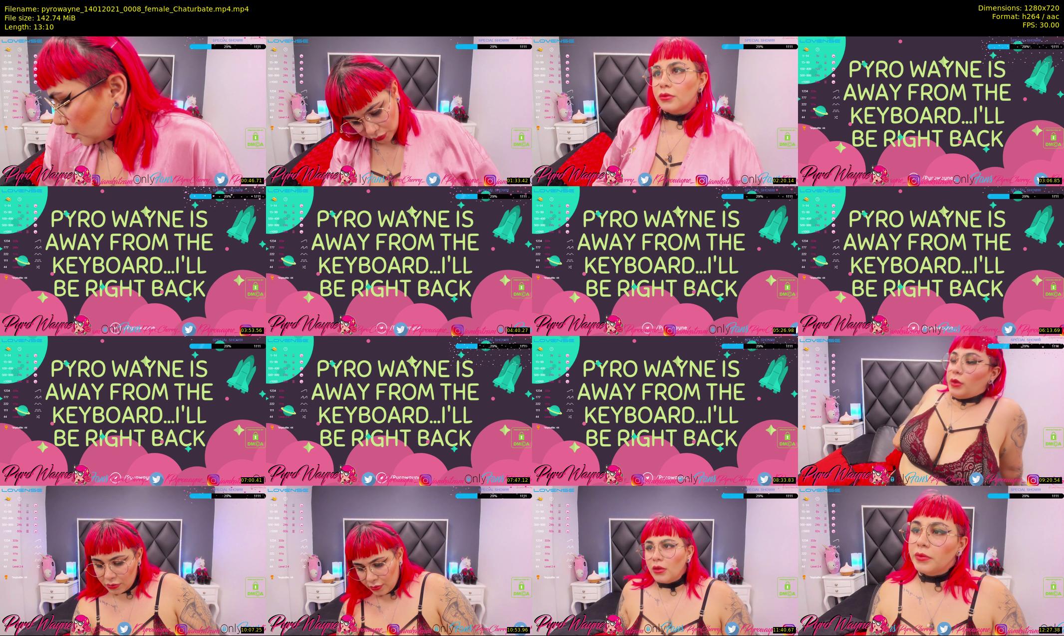 pyrowayne — 14 minute Chaturbate female cam show recording, 720p, Jan 14, 2021