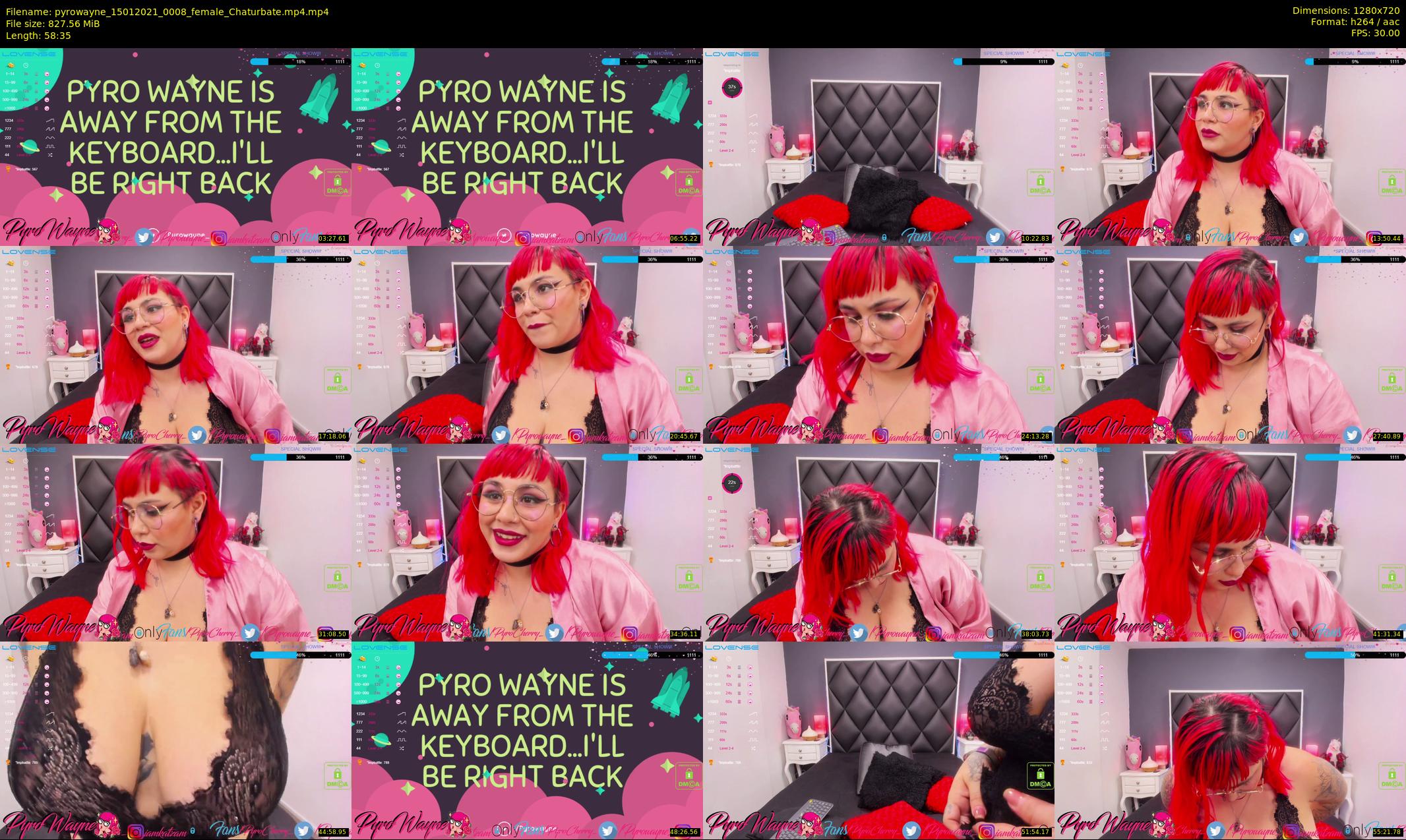 pyrowayne — 59 minute Chaturbate female cam show recording, 720p, Jan 15, 2021