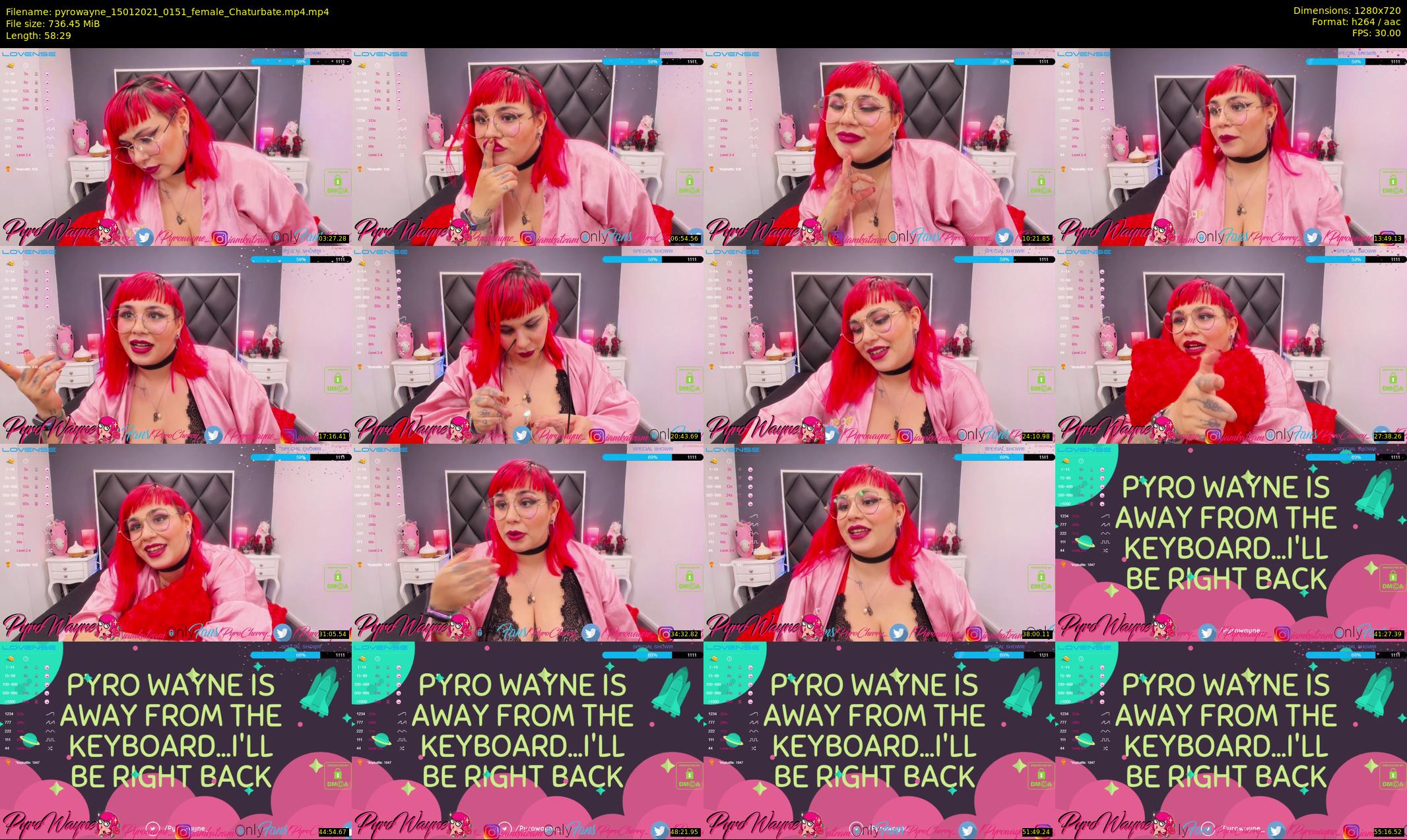 pyrowayne — 59 minute Chaturbate female cam show recording, 720p, Jan 15, 2021