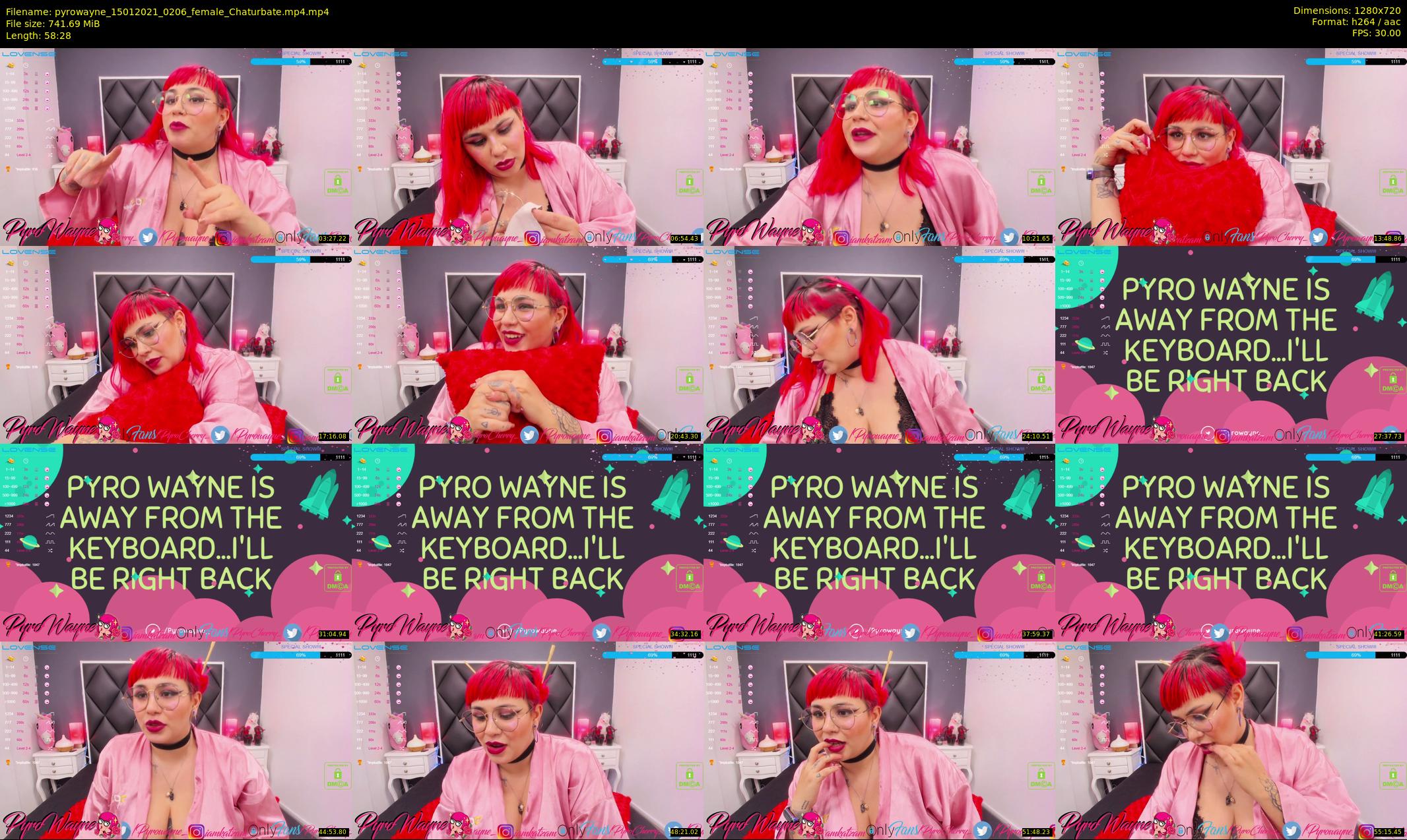 pyrowayne — 59 minute Chaturbate female cam show recording, 720p, Jan 15, 2021