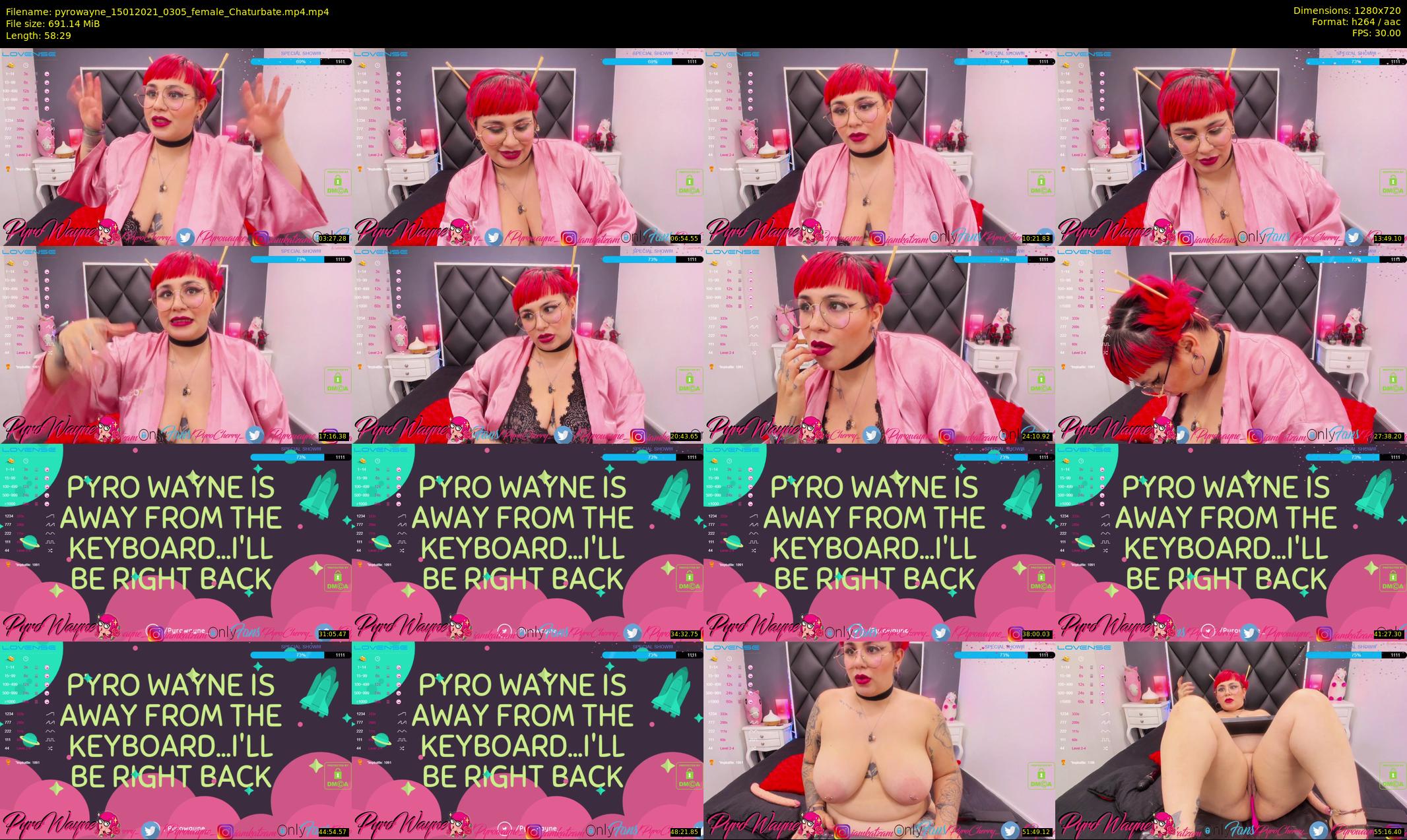 pyrowayne — 59 minute Chaturbate female cam show recording, 720p, Jan 15, 2021