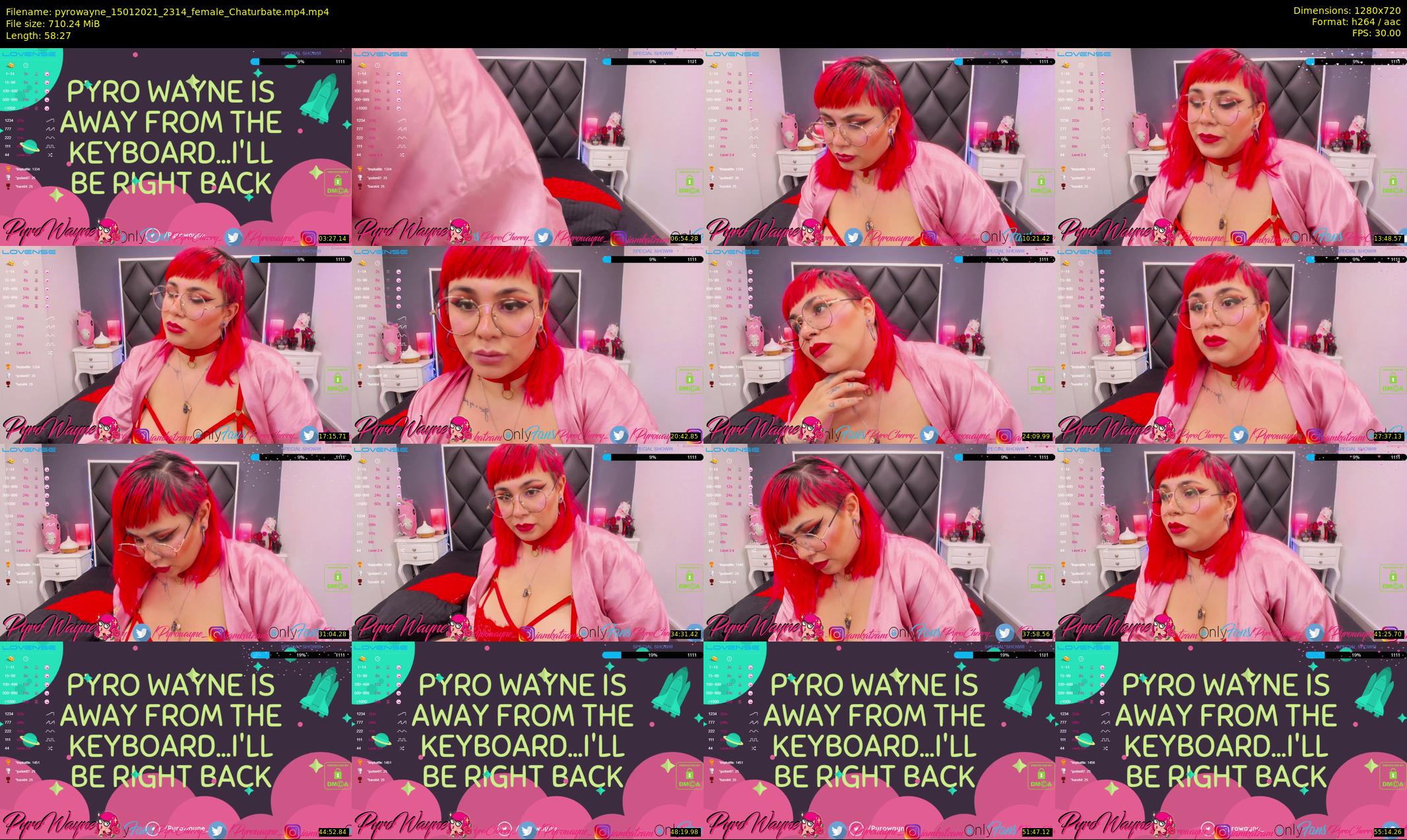 pyrowayne — 59 minute Chaturbate female cam show recording, 720p, Jan 15, 2021