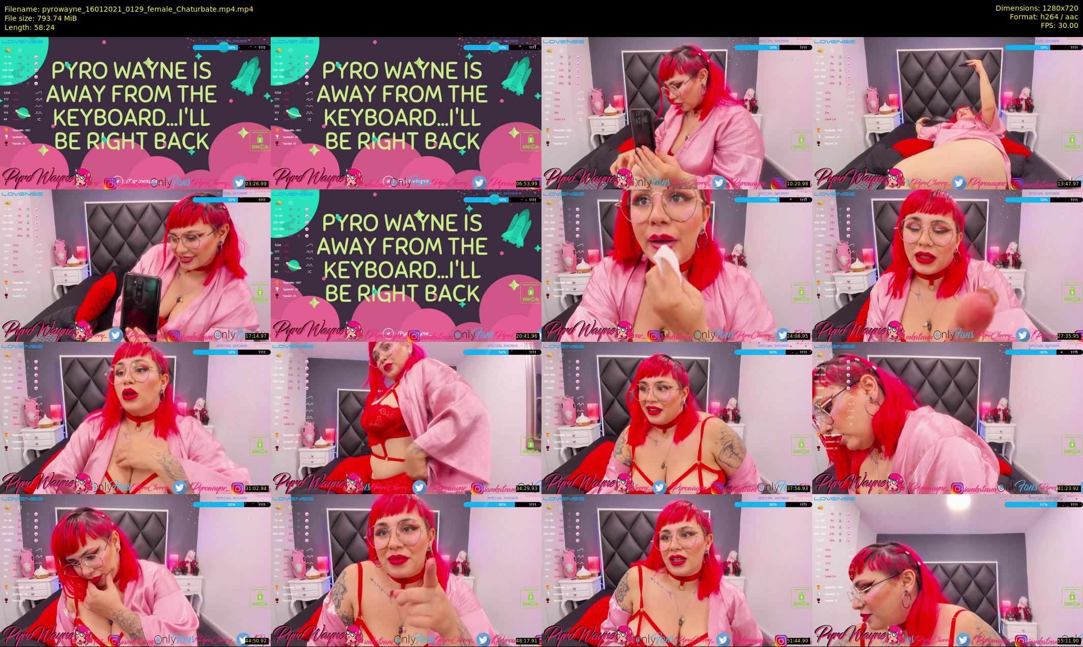 pyrowayne — 59 minute Chaturbate female cam show recording, 720p, Jan 16, 2021