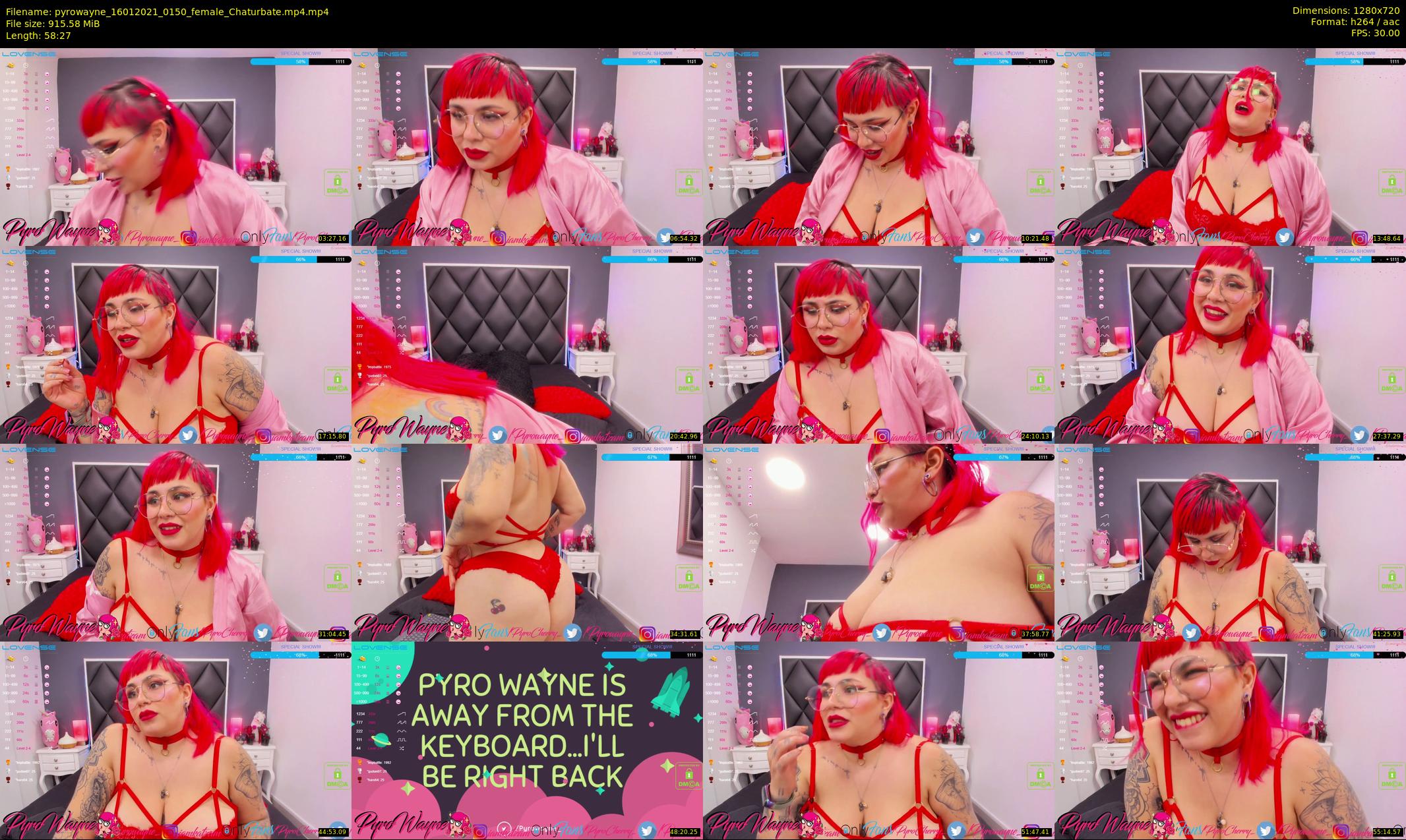 pyrowayne — 59 minute Chaturbate female cam show recording, 720p, Jan 16, 2021