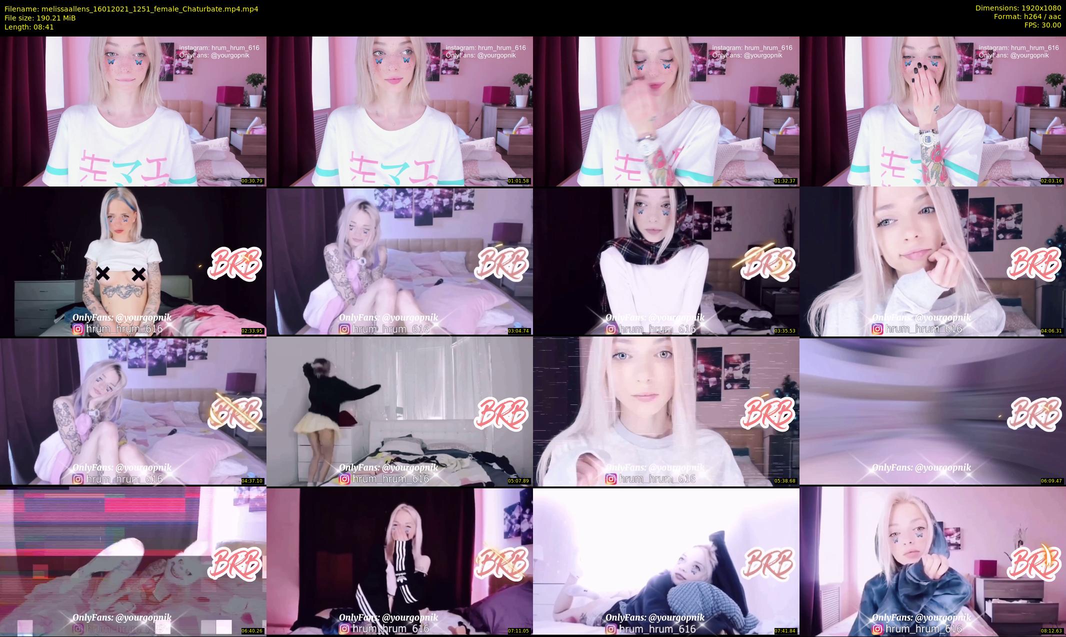 melissaallens — 9 minute Chaturbate female cam show recording, 1080p, Jan 16, 2021