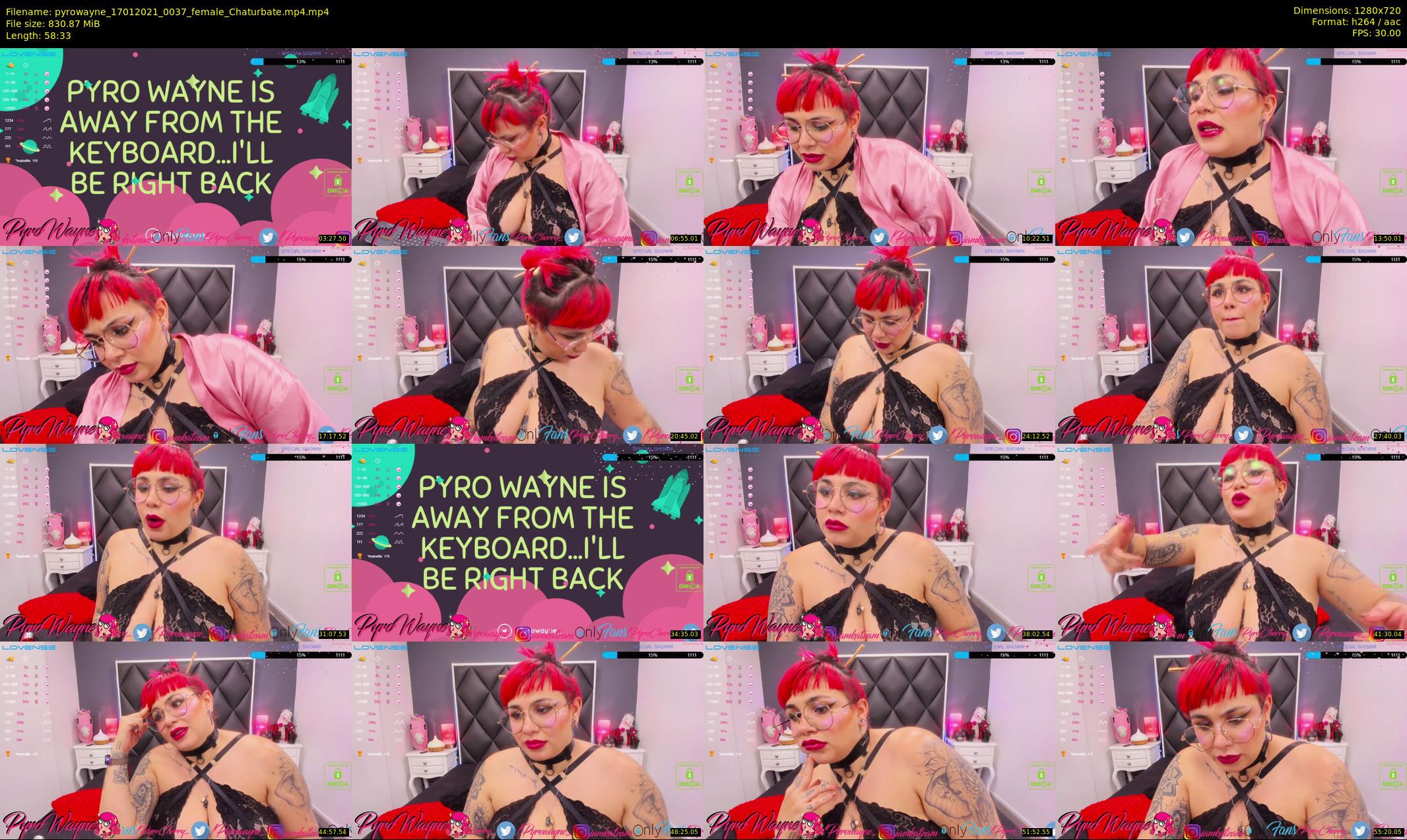 pyrowayne — 59 minute Chaturbate female cam show recording, 720p, Jan 17, 2021
