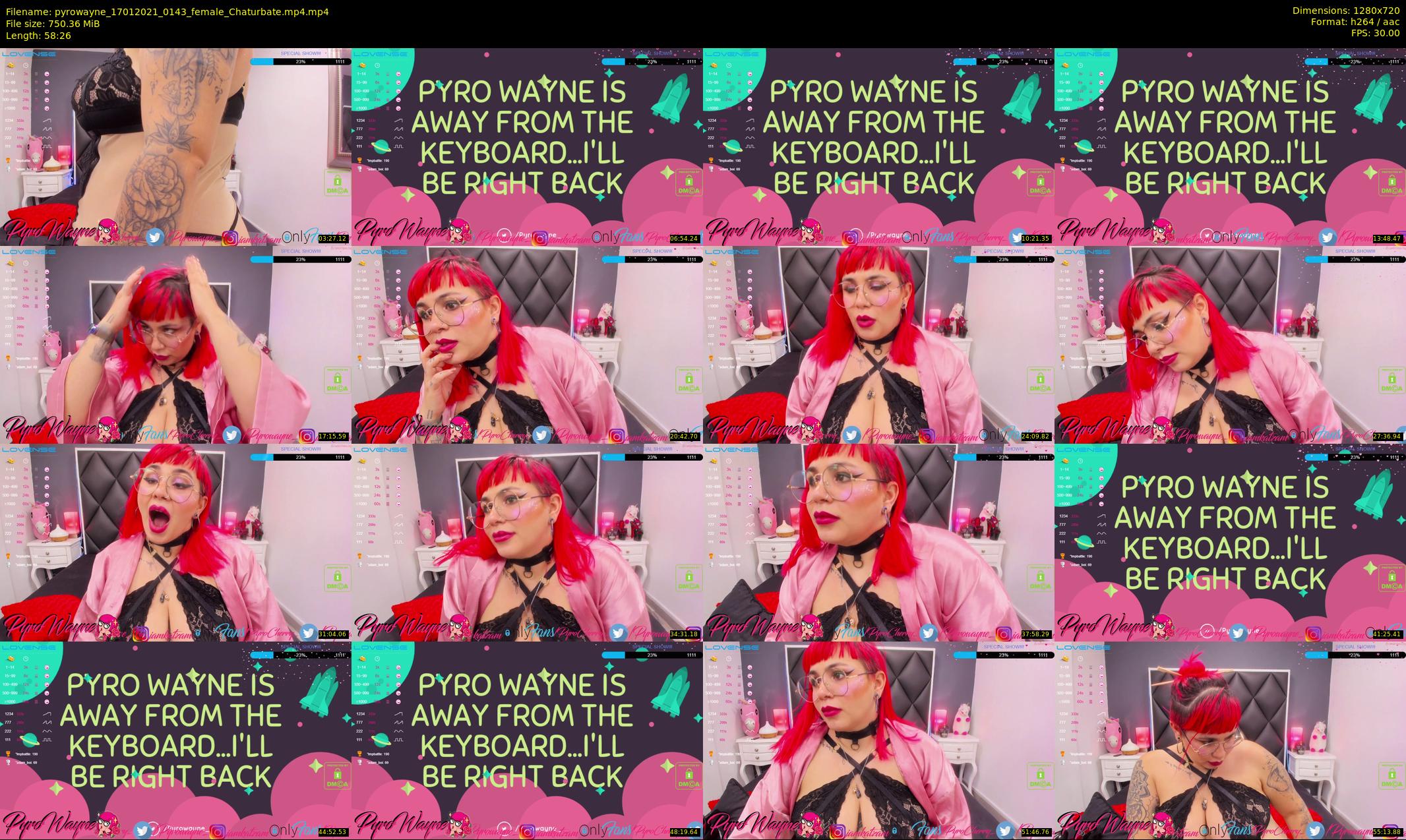 pyrowayne — 59 minute Chaturbate female cam show recording, 720p, Jan 17, 2021