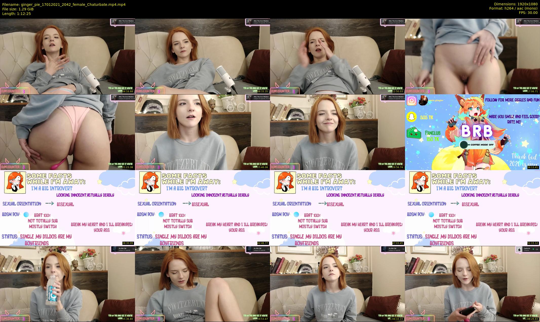 ginger_pie — 73 minute Chaturbate female cam show recording, 1080p, Jan 17, 2021