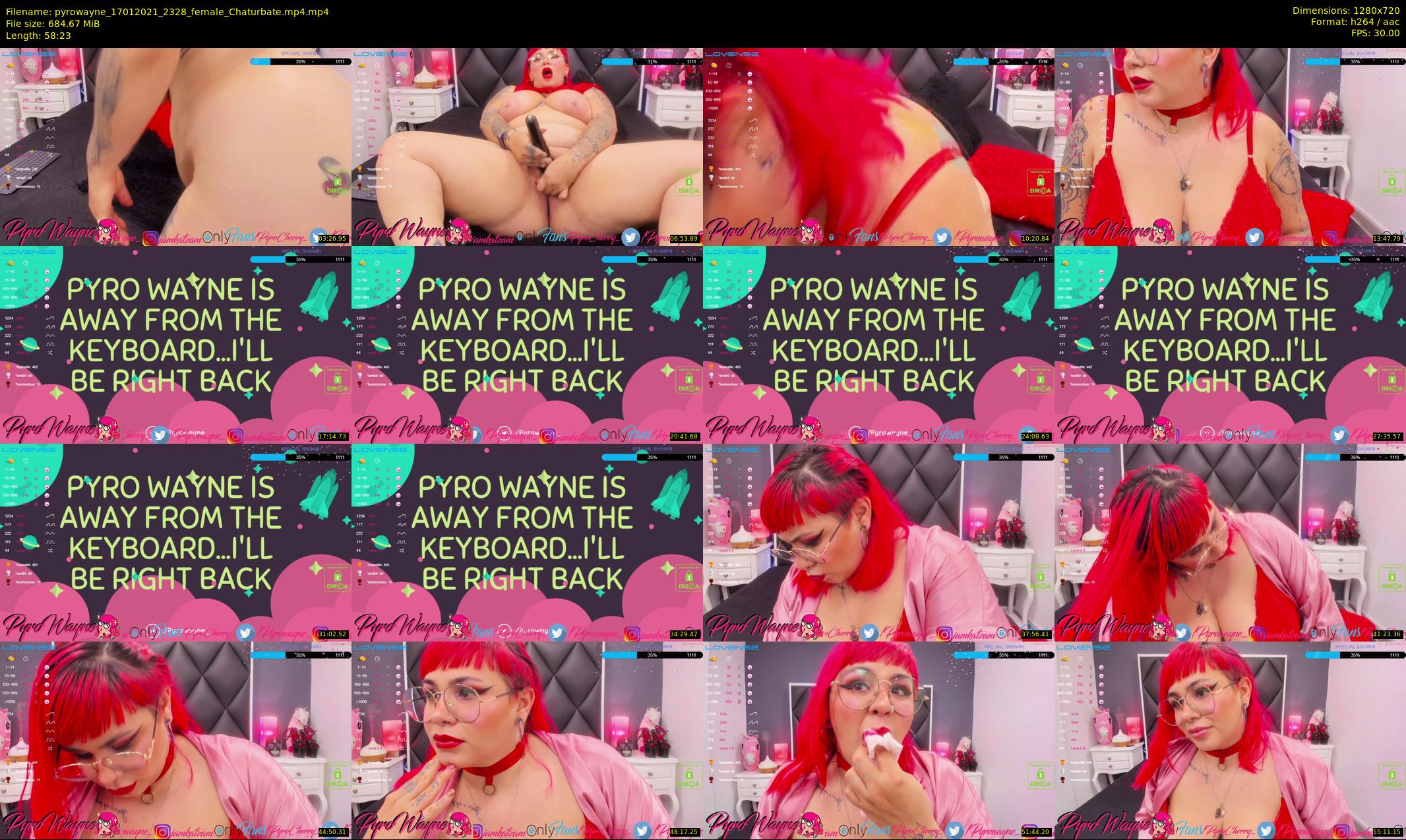 pyrowayne — 59 minute Chaturbate female cam show recording, 720p, Jan 17, 2021