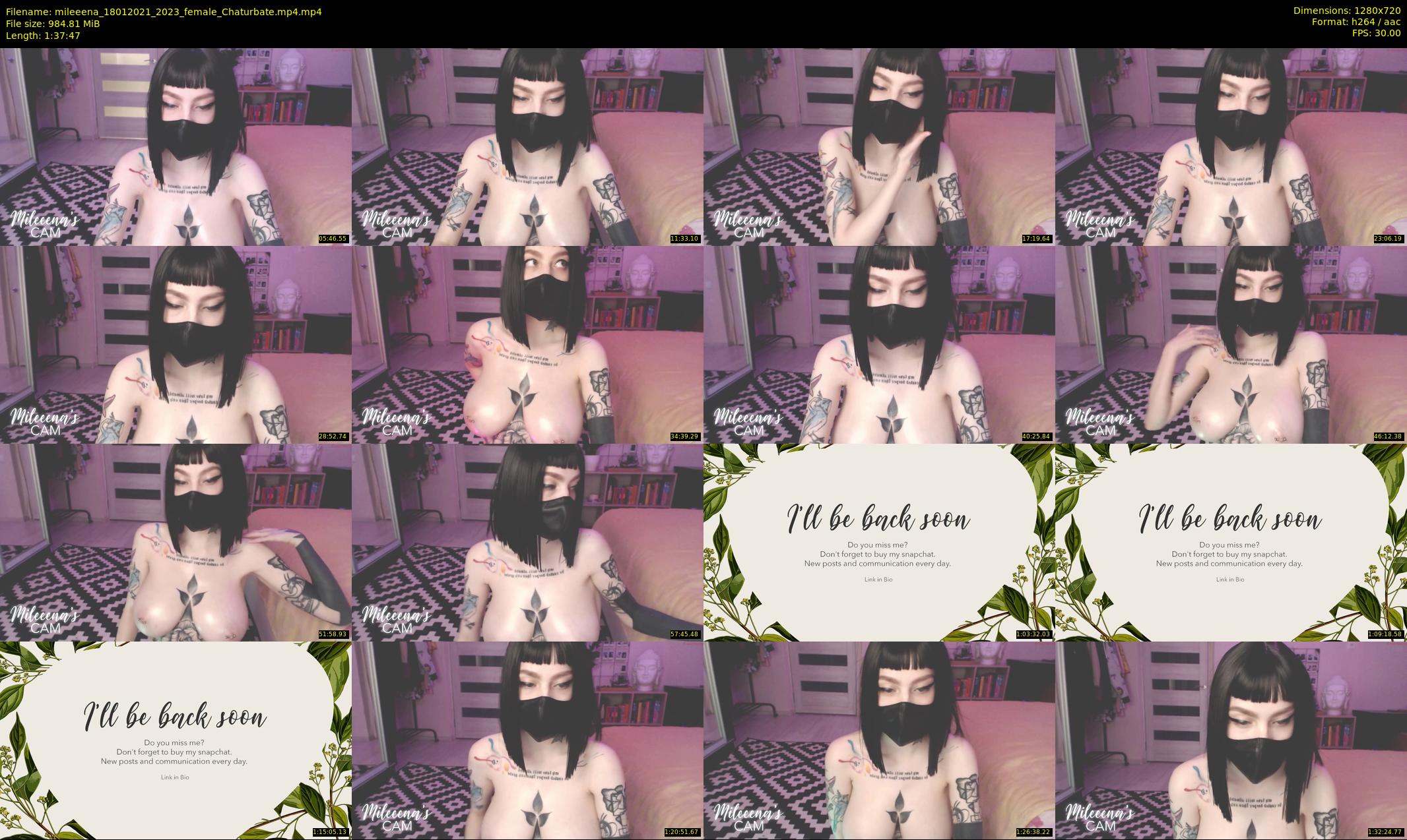 mileeena — 98 minute Chaturbate female cam show recording, 720p, Jan 18, 2021