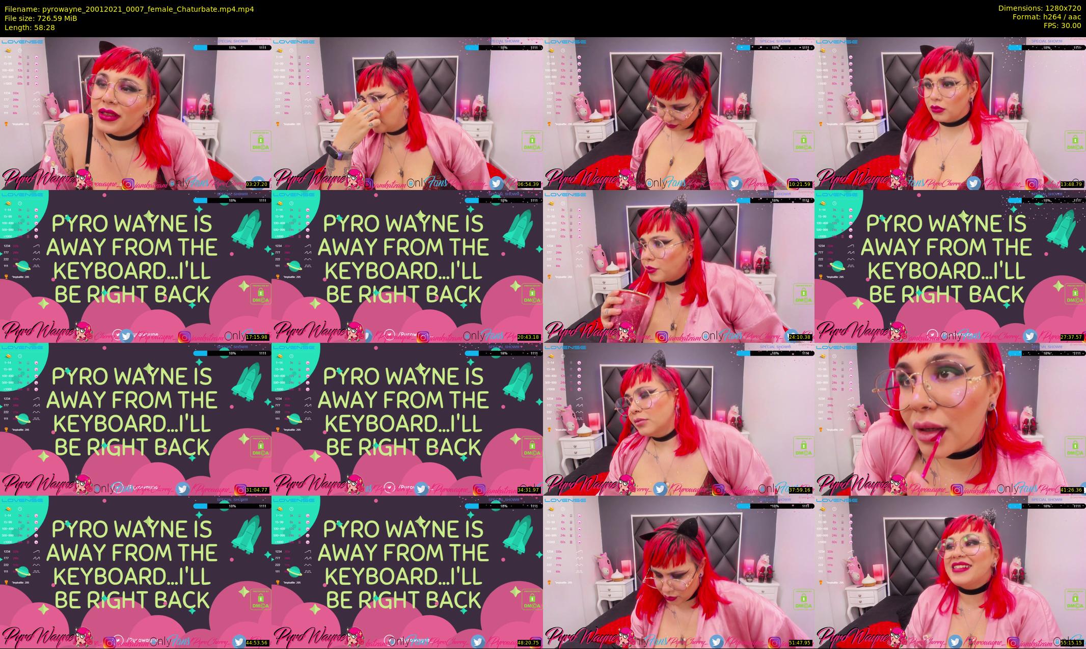 pyrowayne — 59 minute Chaturbate female cam show recording, 720p, Jan 20, 2021