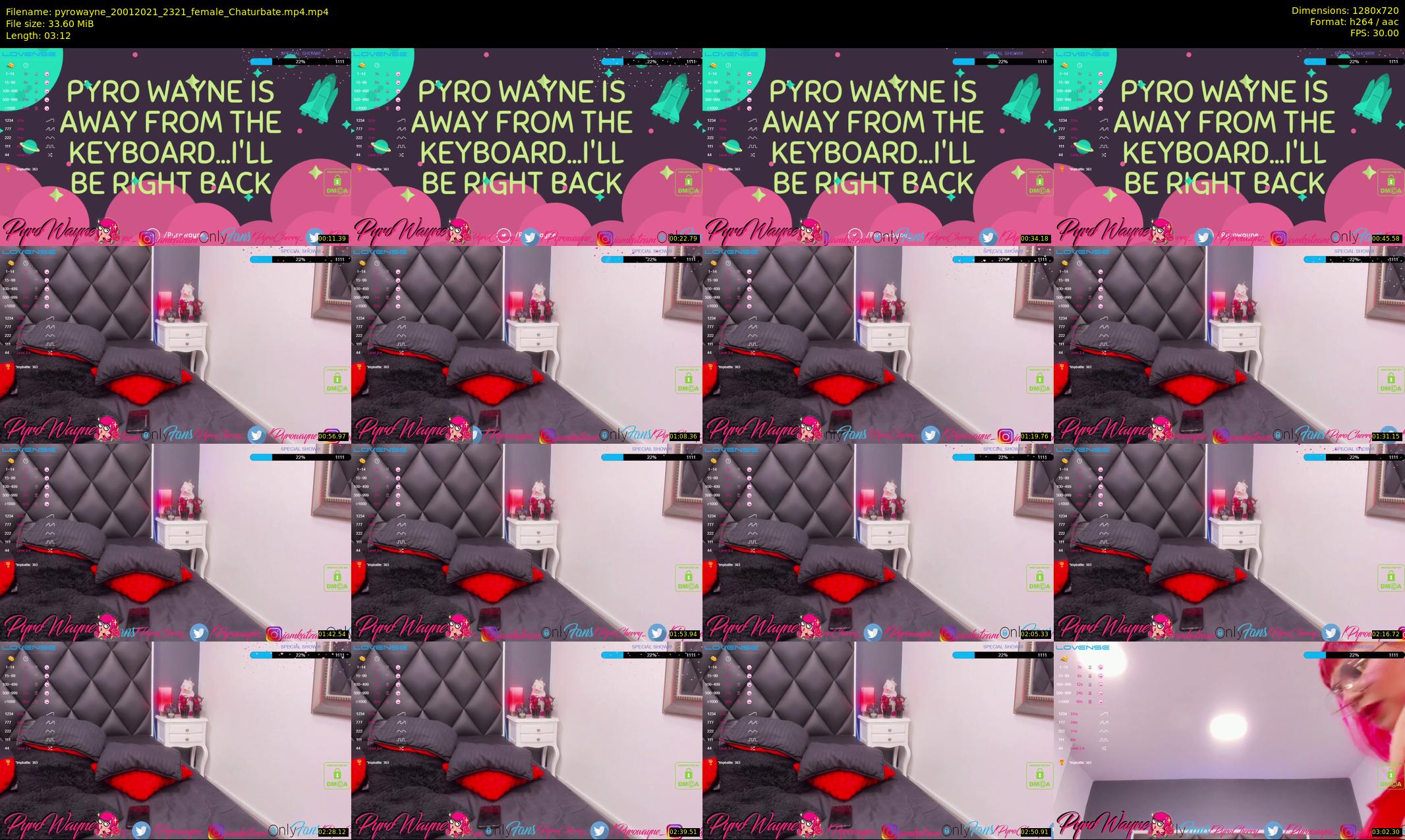 pyrowayne — 4 minute Chaturbate female cam show recording, 720p, Jan 20, 2021