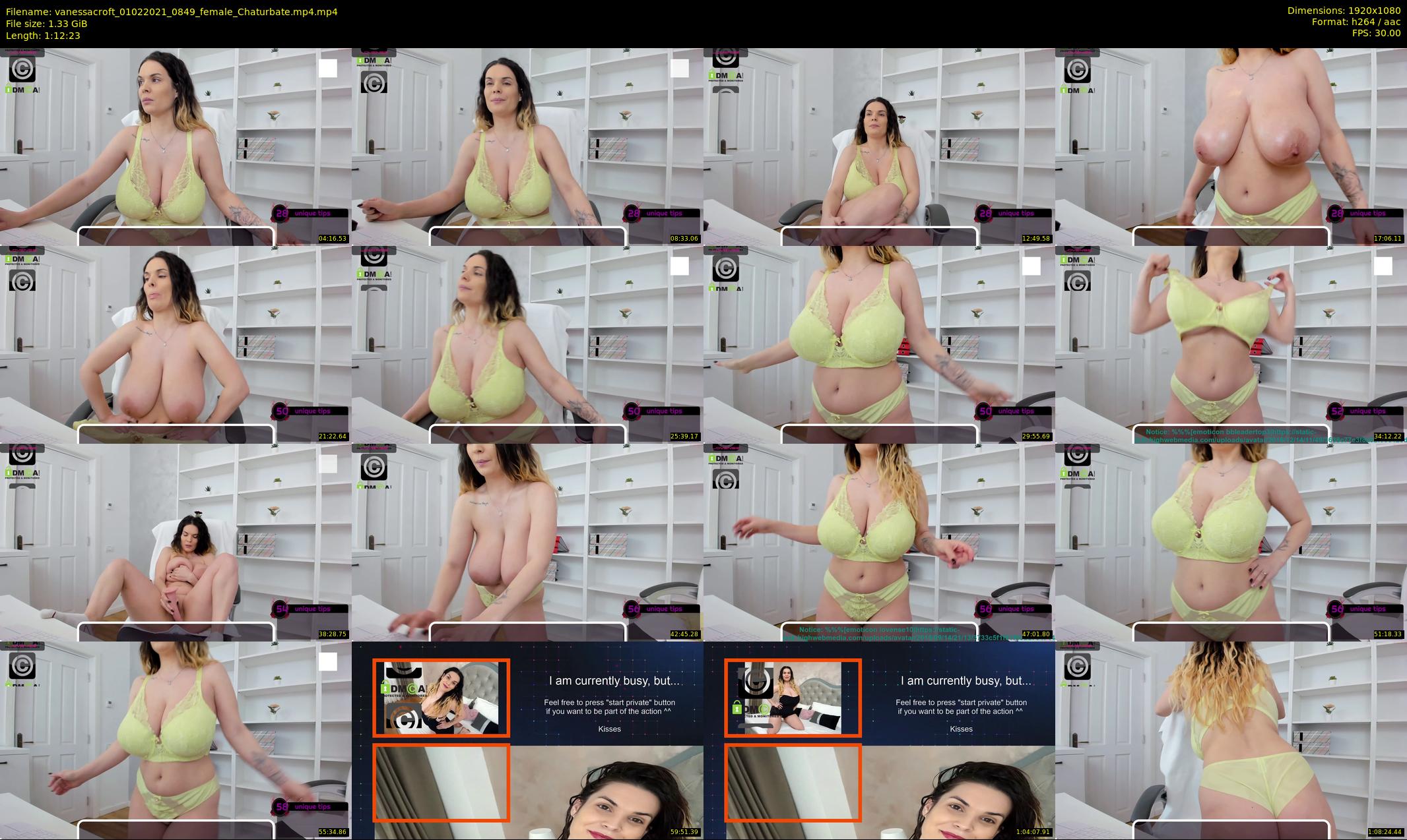 vanessacroft — 73 minute Chaturbate female cam show recording, 1080p, Feb 1, 2021