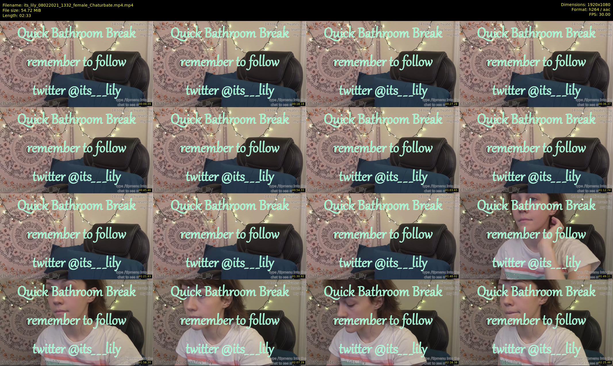 its_lily — 3 minute Chaturbate female cam show recording, 1080p, Feb 8, 2021