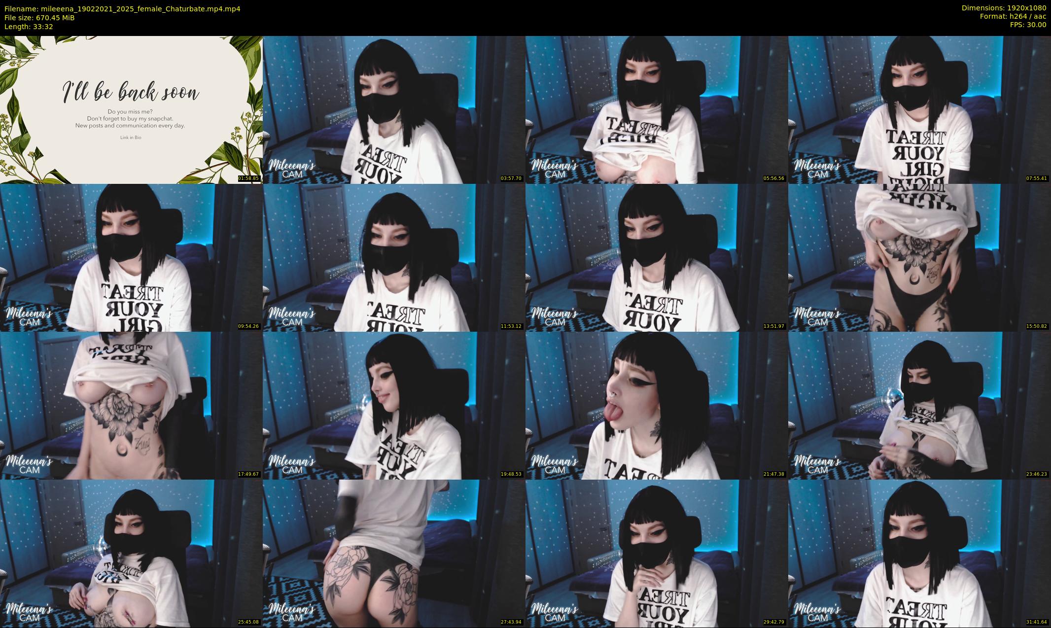 mileeena — 34 minute Chaturbate female cam show recording, 1080p, Feb 19, 2021