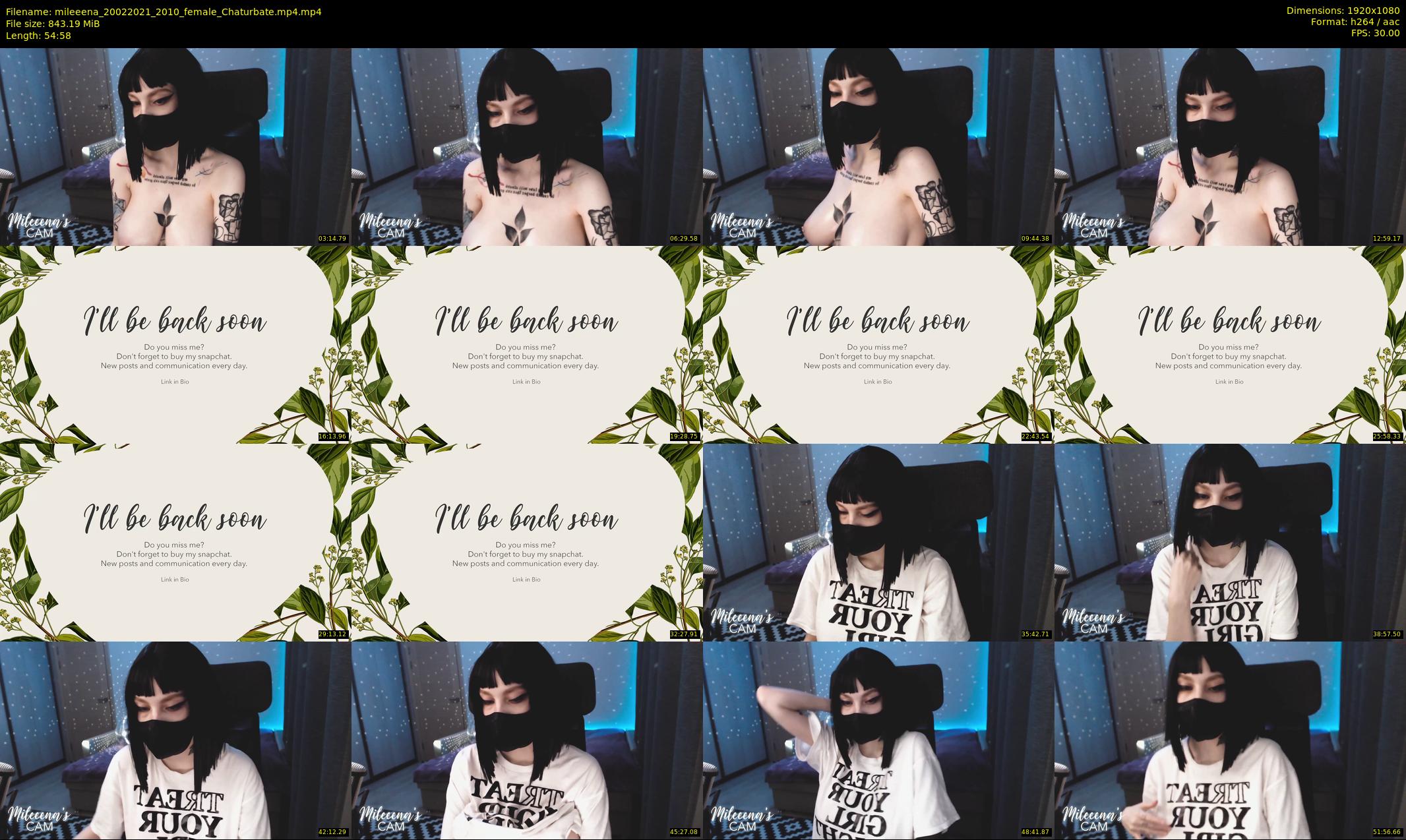 mileeena — 55 minute Chaturbate female cam show recording, 1080p, Feb 20, 2021