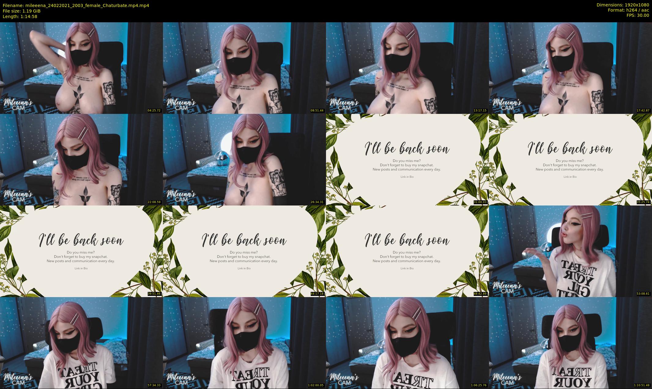 mileeena — 75 minute Chaturbate female cam show recording, 1080p, Feb 24, 2021