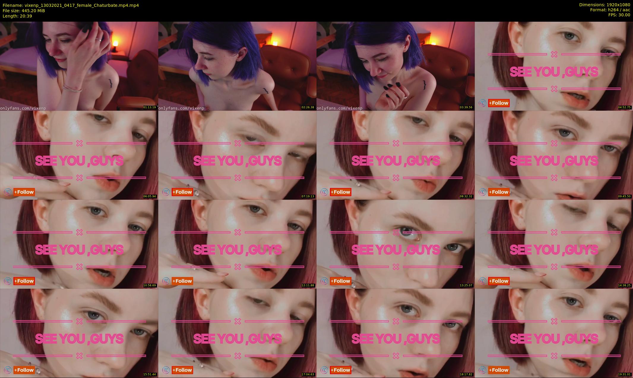 vixenp — 21 minute Chaturbate female cam show recording, 1080p, Mar 13, 2021