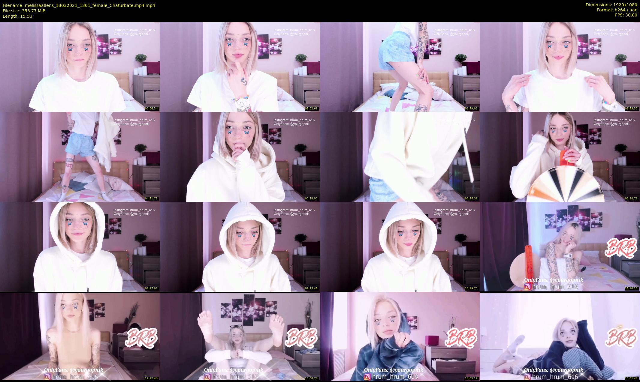 melissaallens — 16 minute Chaturbate female cam show recording, 1080p, Mar 13, 2021