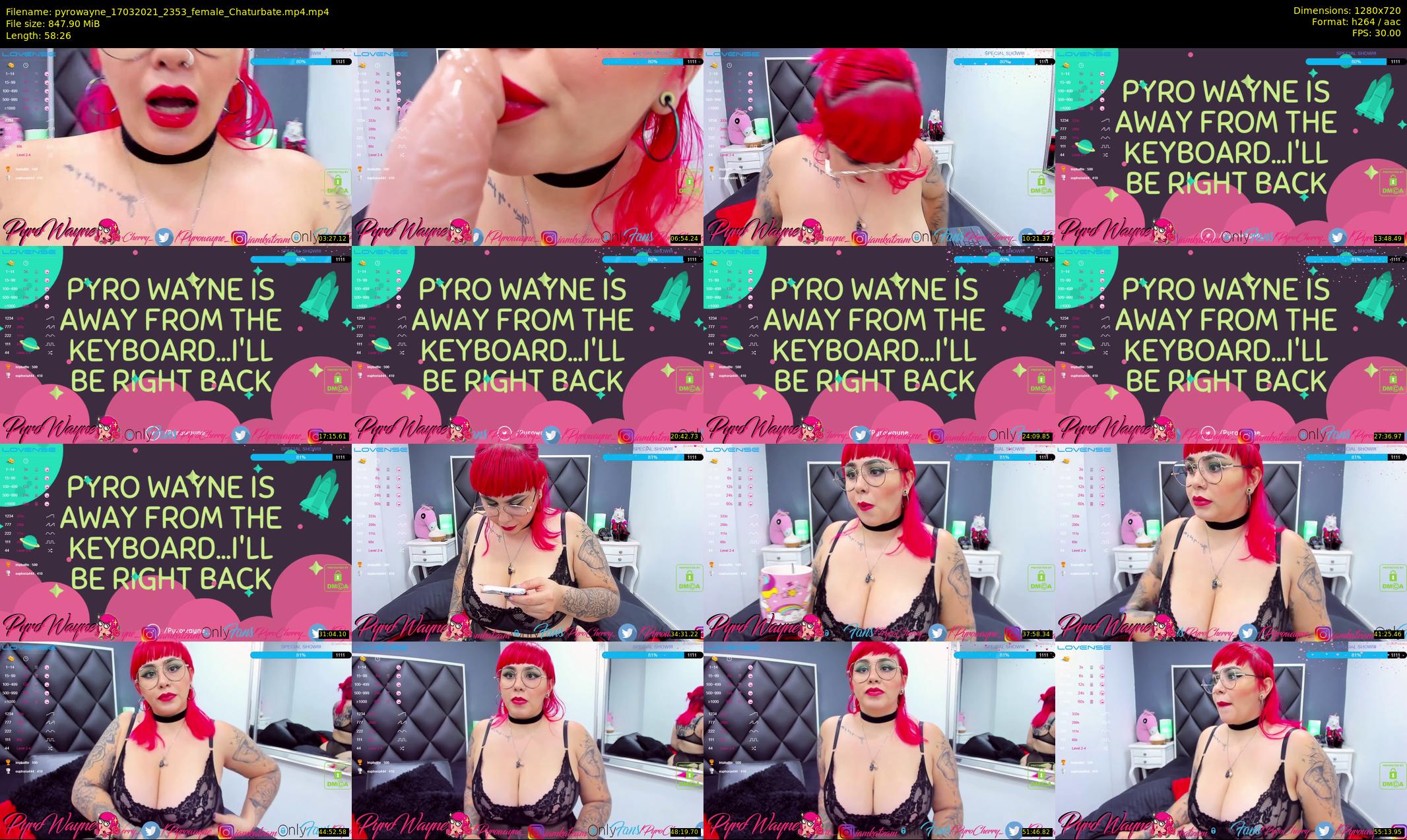 pyrowayne — 59 minute Chaturbate female cam show recording, 720p, Mar 17, 2021