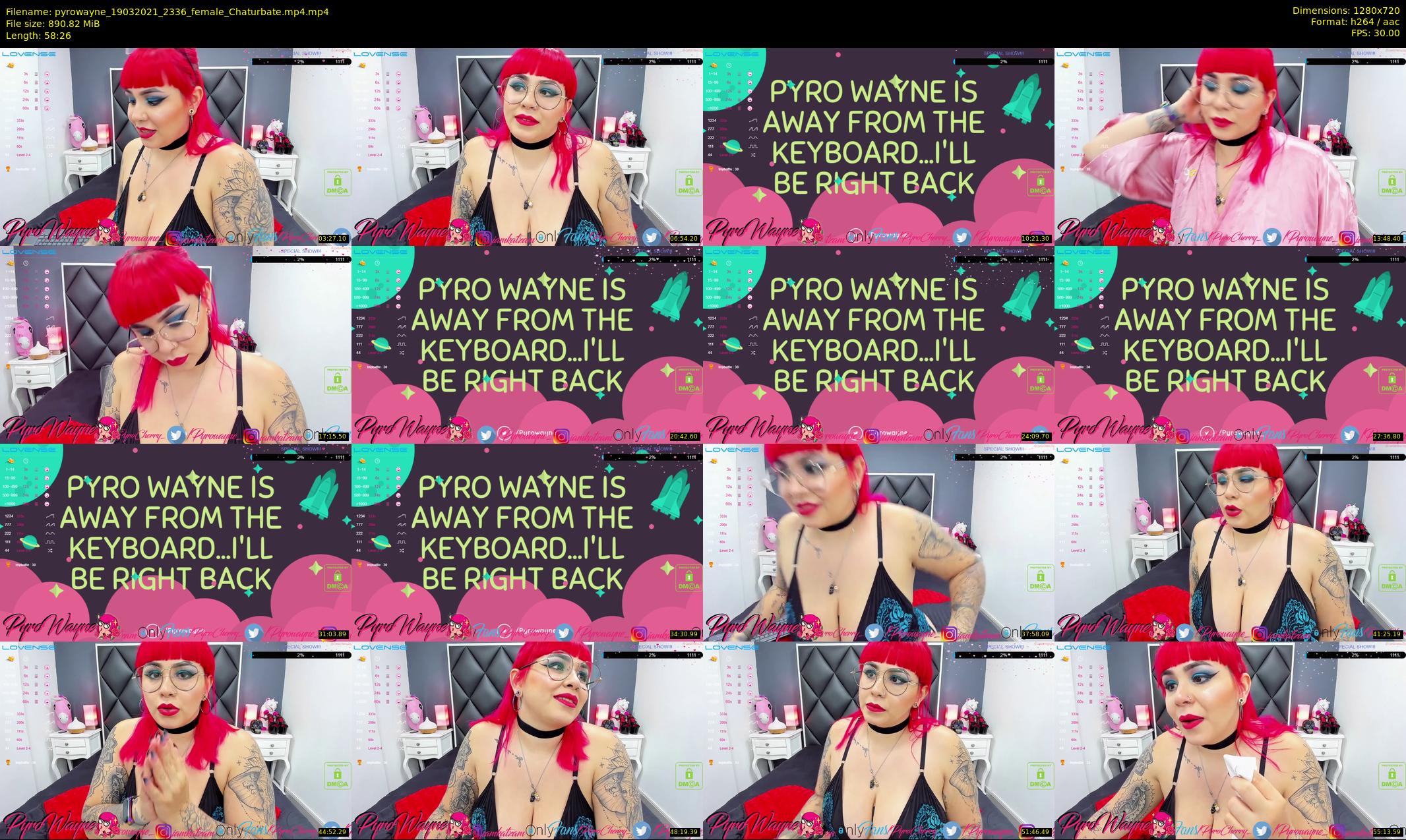 pyrowayne — 59 minute Chaturbate female cam show recording, 720p, Mar 19, 2021