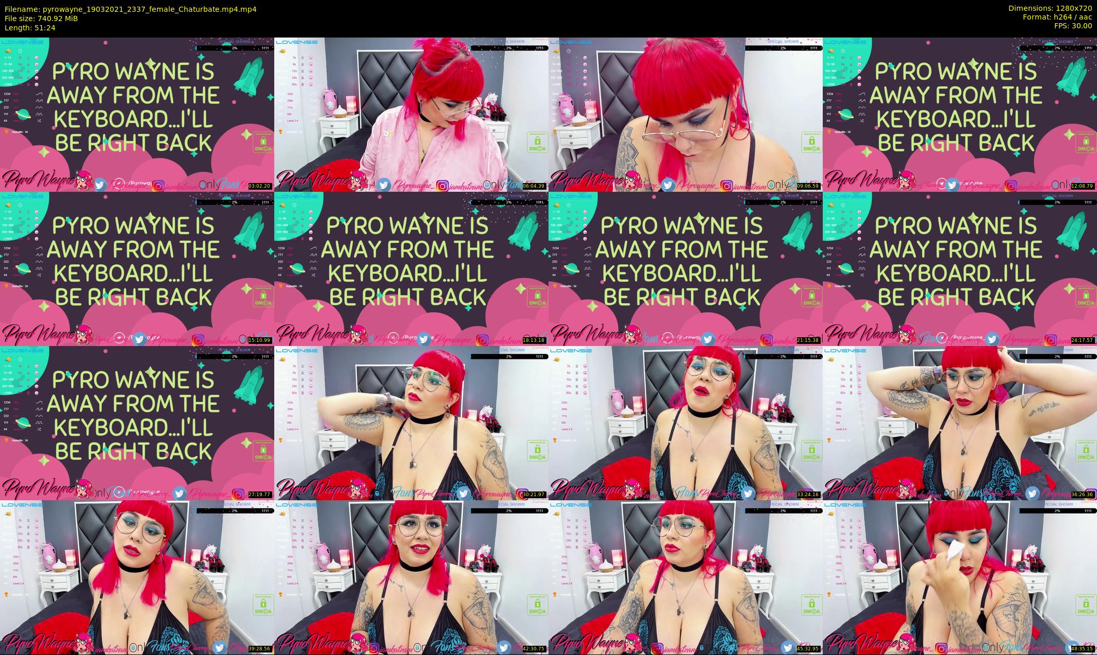 pyrowayne — 52 minute Chaturbate female cam show recording, 720p, Mar 19, 2021