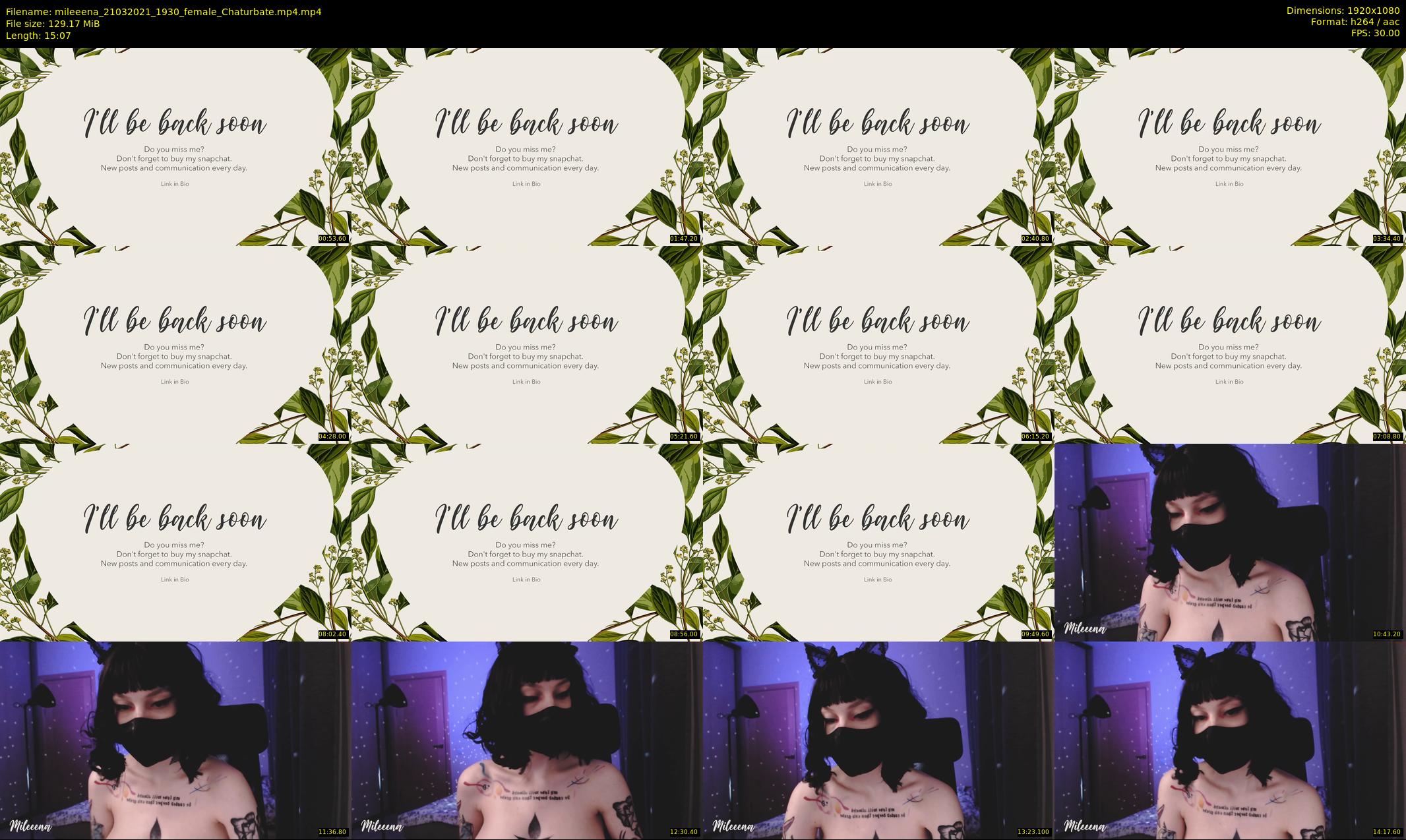 mileeena — 16 minute Chaturbate female cam show recording, 1080p, Mar 21, 2021