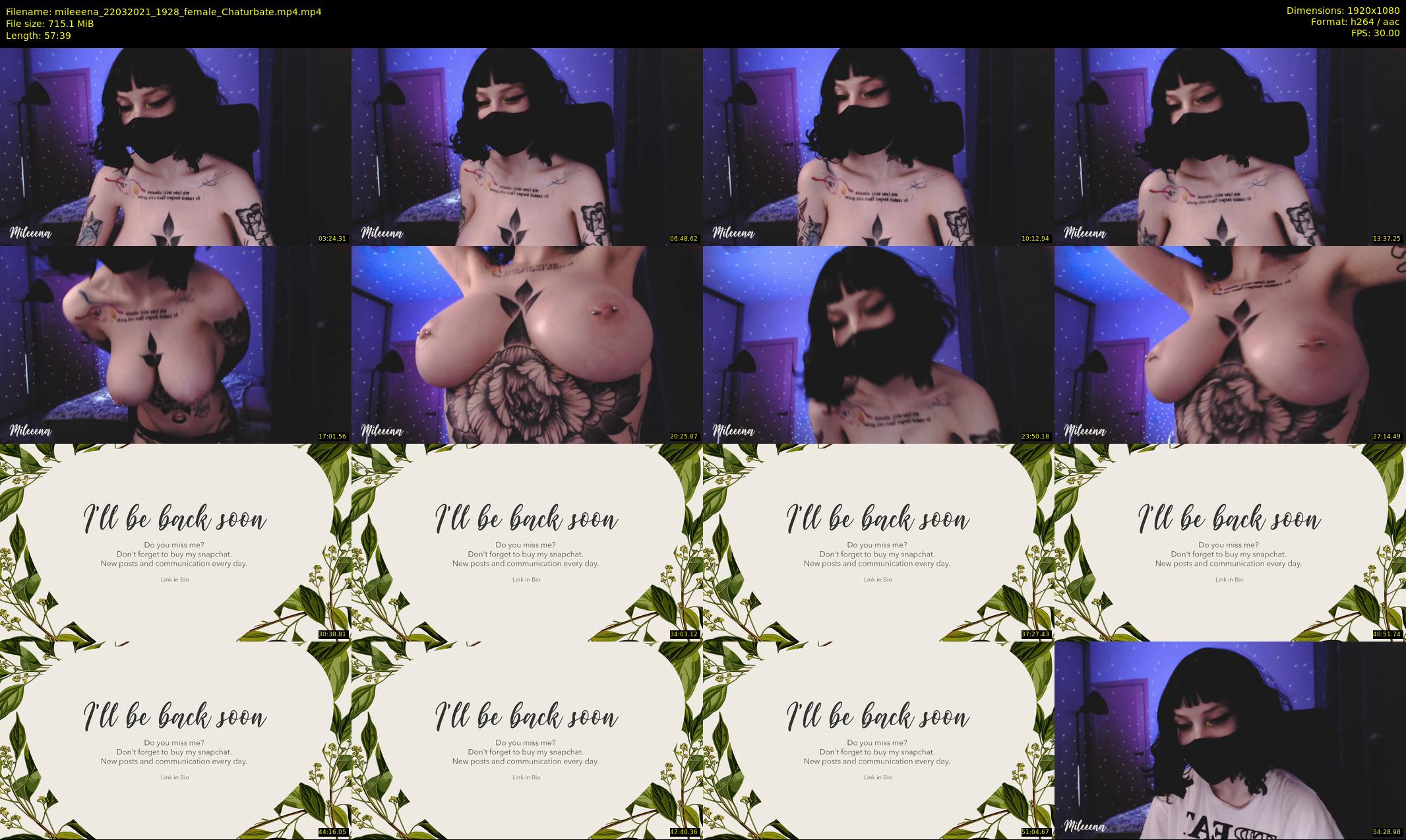 mileeena — 58 minute Chaturbate female cam show recording, 1080p, Mar 22, 2021