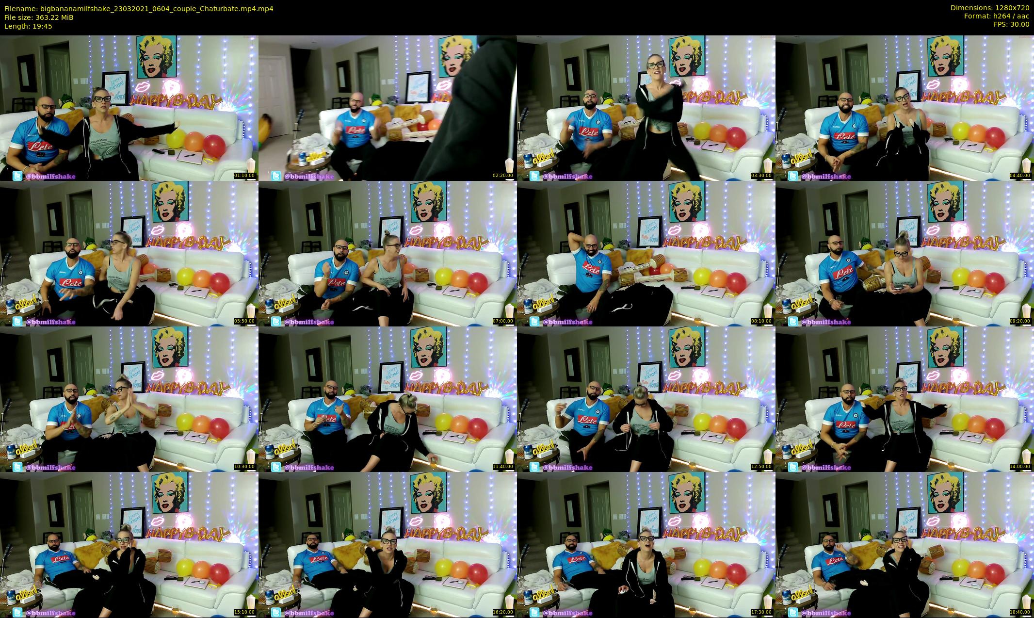 bigbananamilfshake — 20 minute Chaturbate couple cam show recording, 720p, Mar 23, 2021