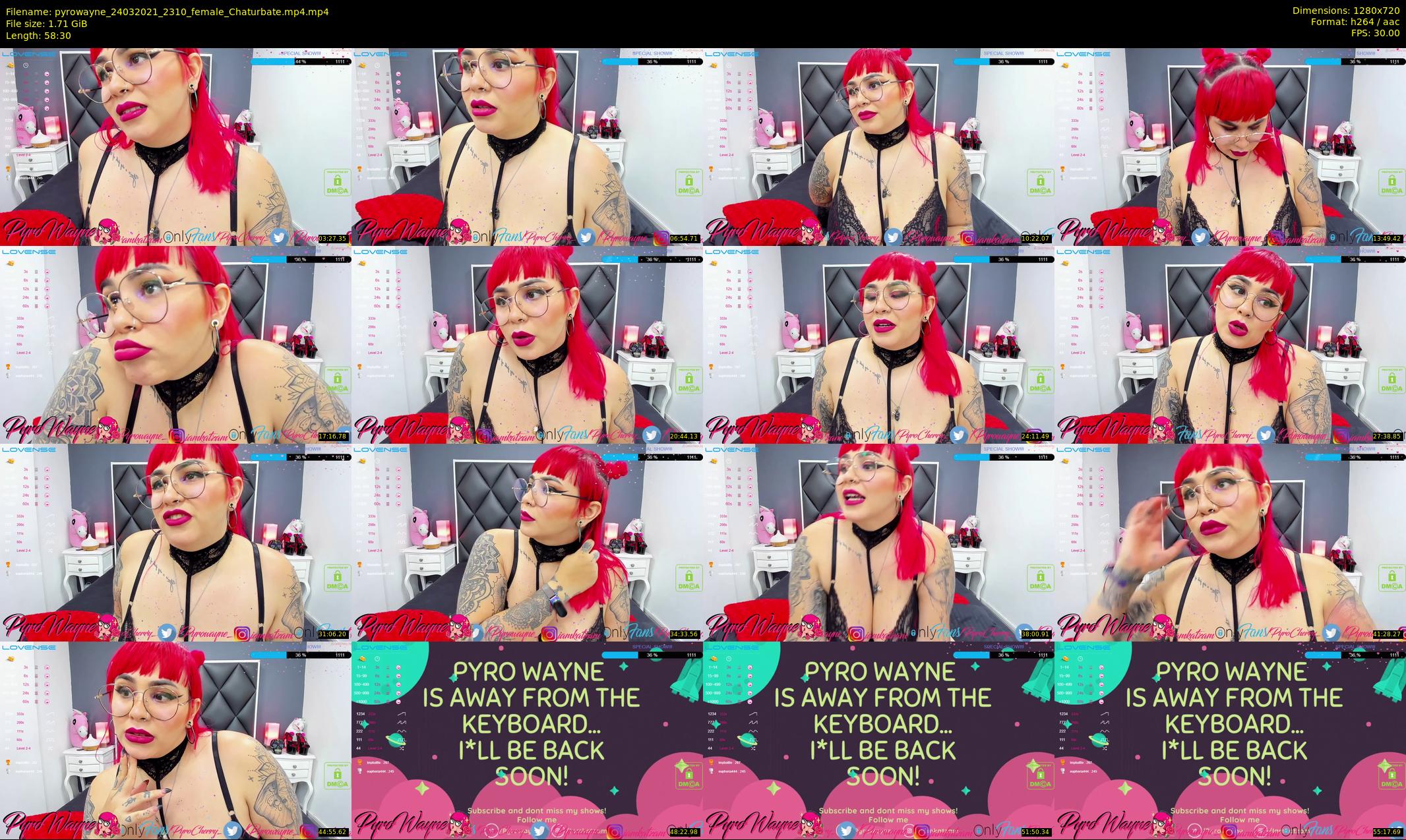 pyrowayne — 59 minute Chaturbate female cam show recording, 720p, Mar 24, 2021