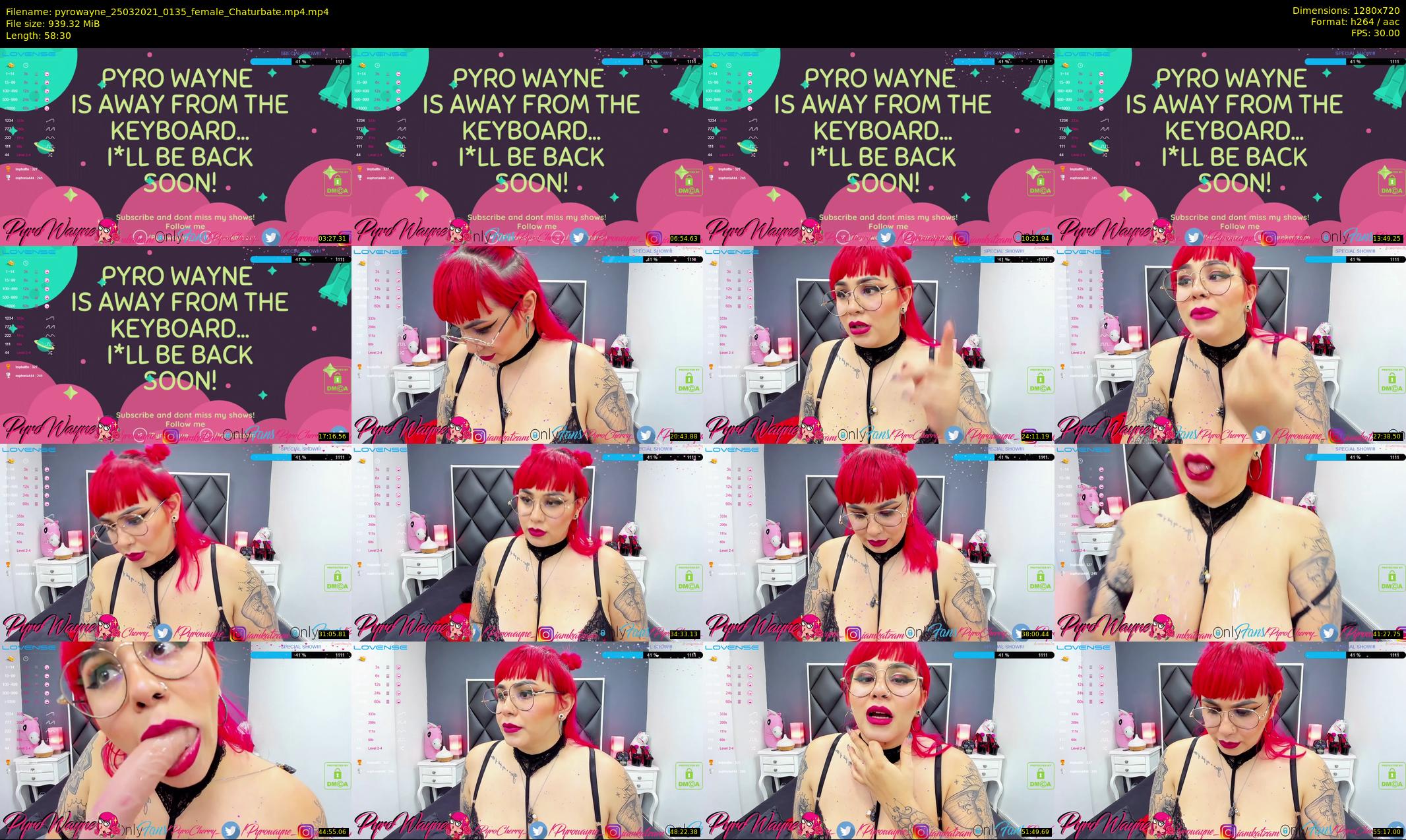 pyrowayne — 59 minute Chaturbate female cam show recording, 720p, Mar 25, 2021
