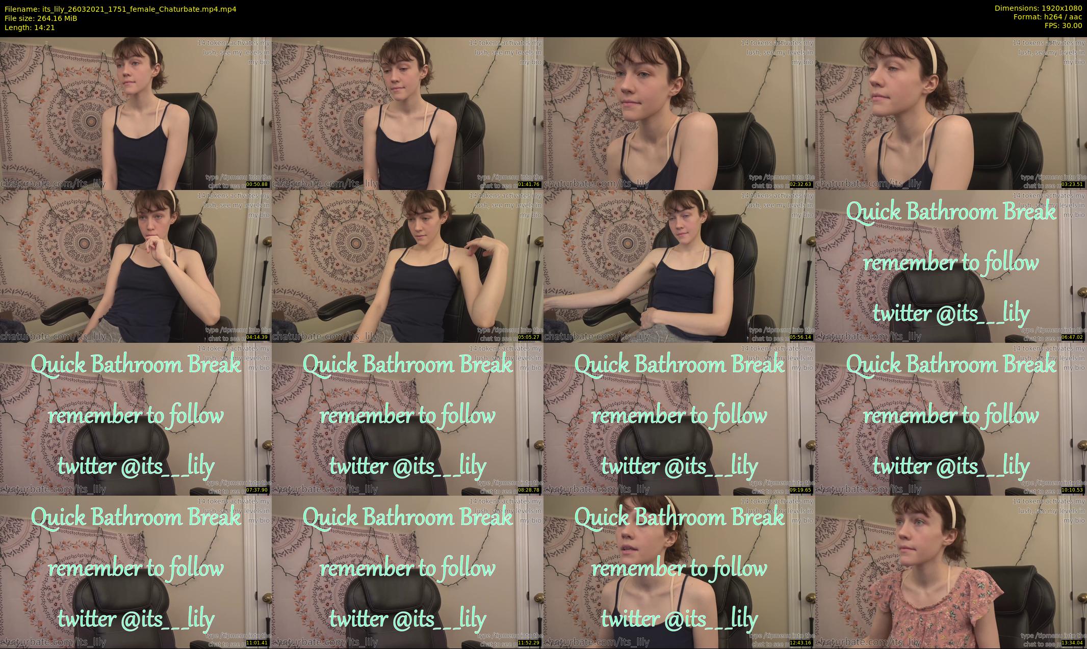 its_lily — 15 minute Chaturbate female cam show recording, 1080p, Mar 26, 2021
