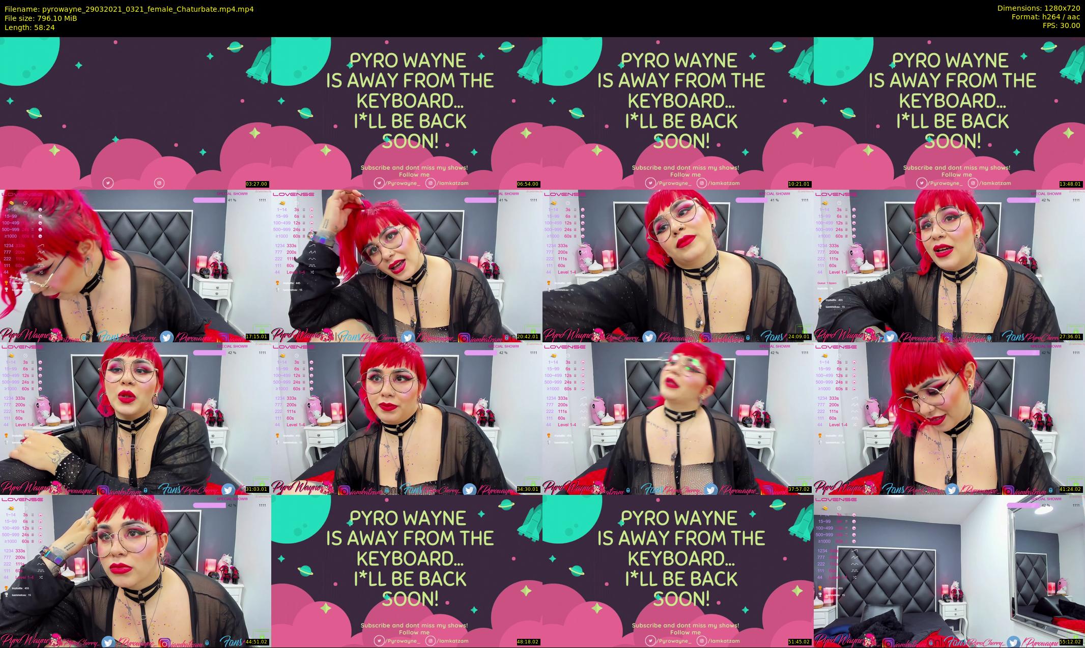pyrowayne — 59 minute Chaturbate female cam show recording, 720p, Mar 29, 2021