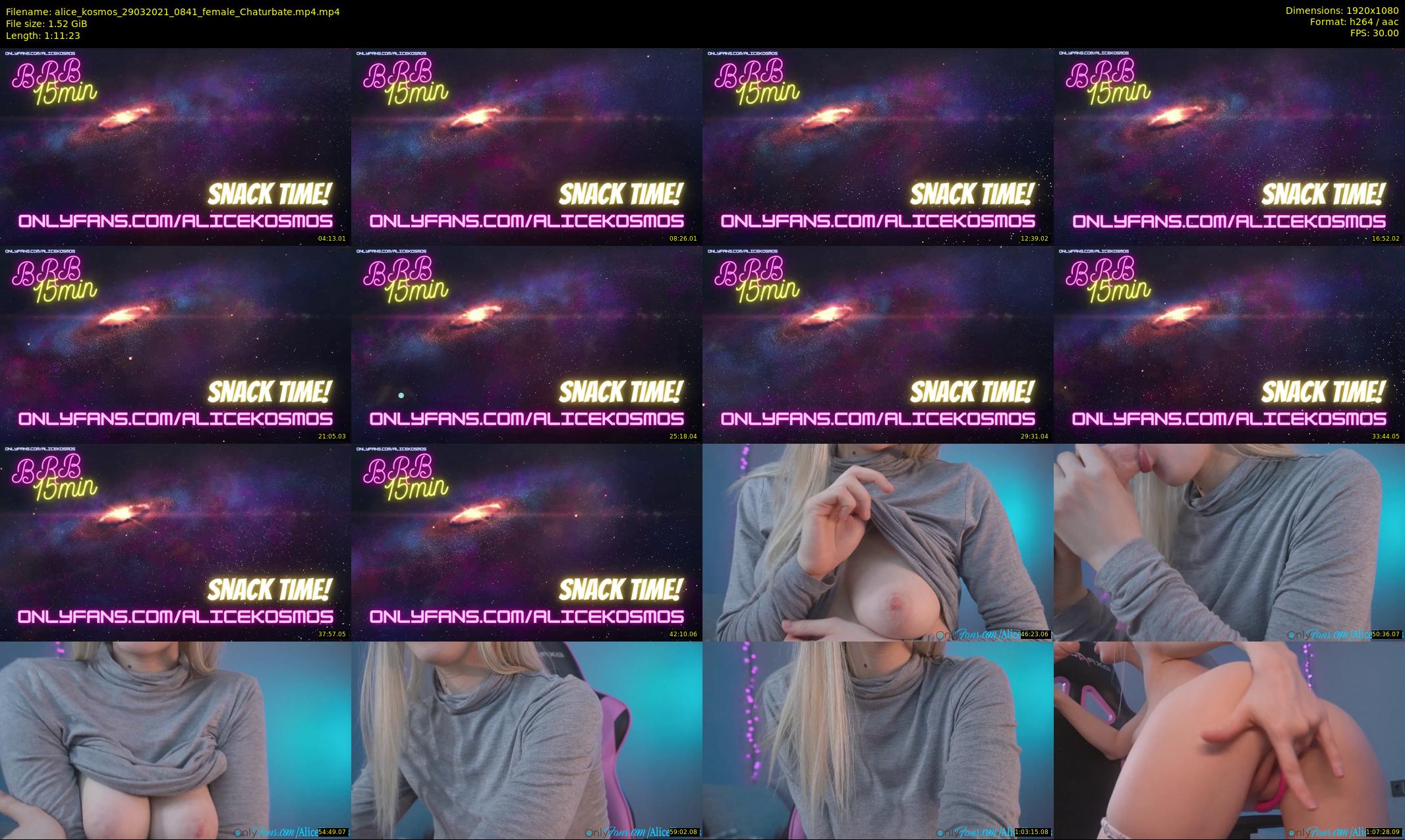 alice_kosmos — 72 minute Chaturbate female cam show recording, 1080p, Mar 29, 2021