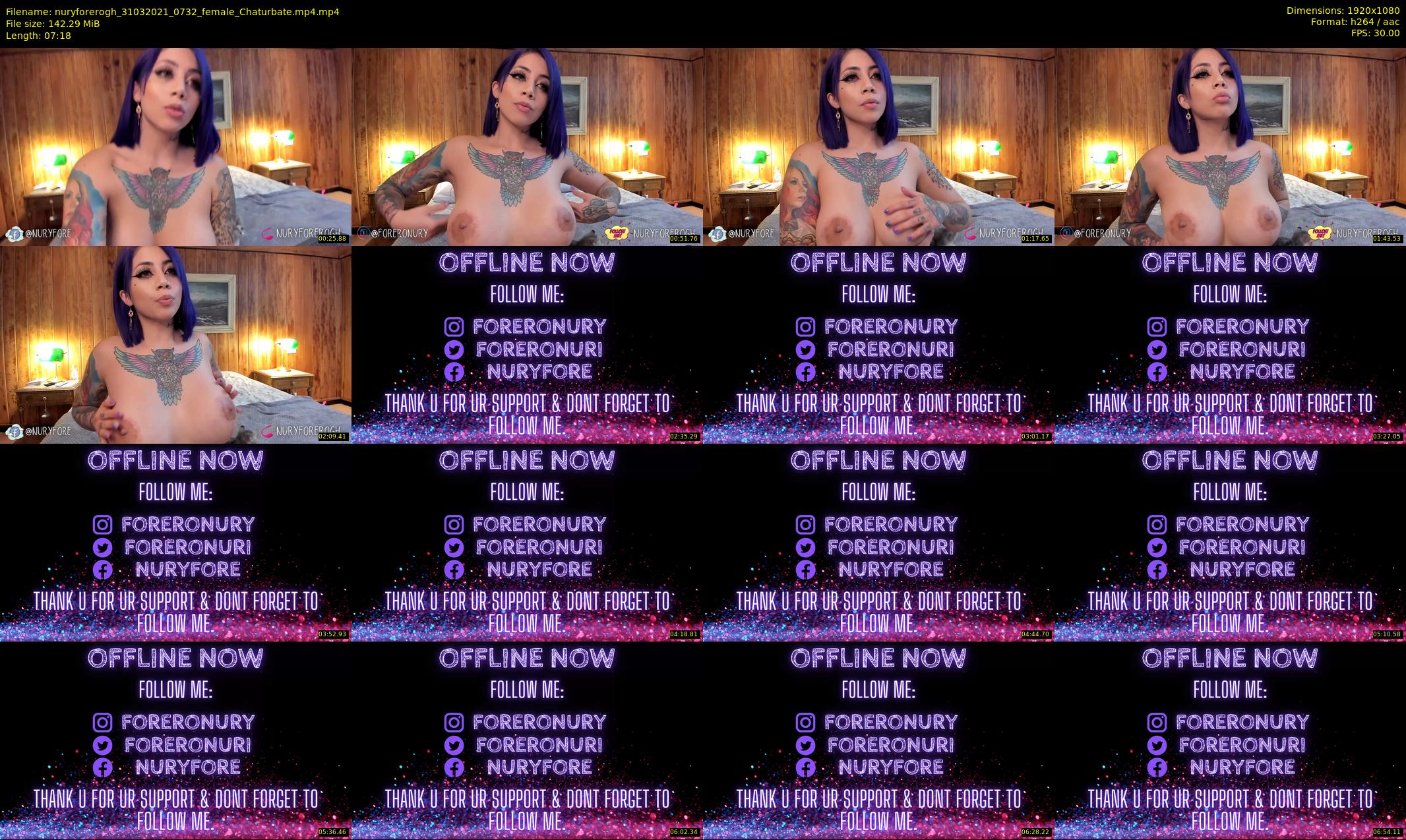 nuryforerogh — 8 minute Chaturbate female cam show recording, 1080p, Mar 31, 2021