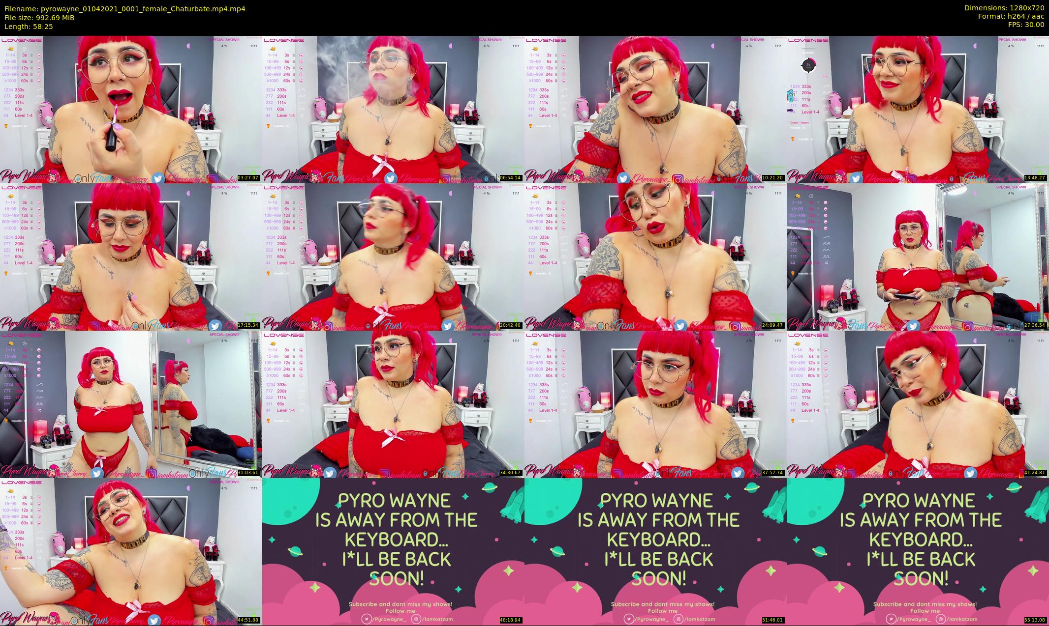 pyrowayne — 59 minute Chaturbate female cam show recording, 720p, Apr 1, 2021