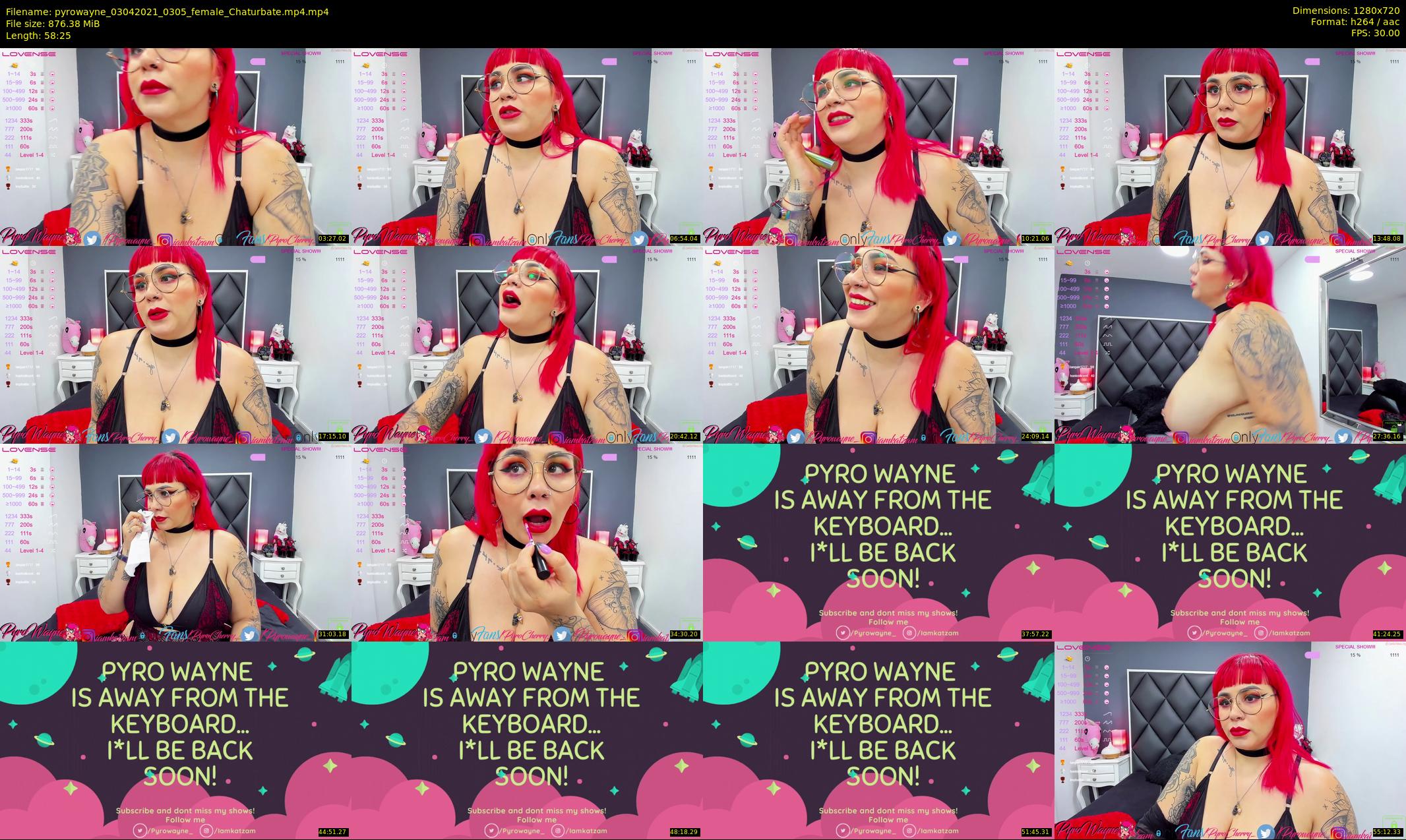 pyrowayne — 59 minute Chaturbate female cam show recording, 720p, Apr 3, 2021