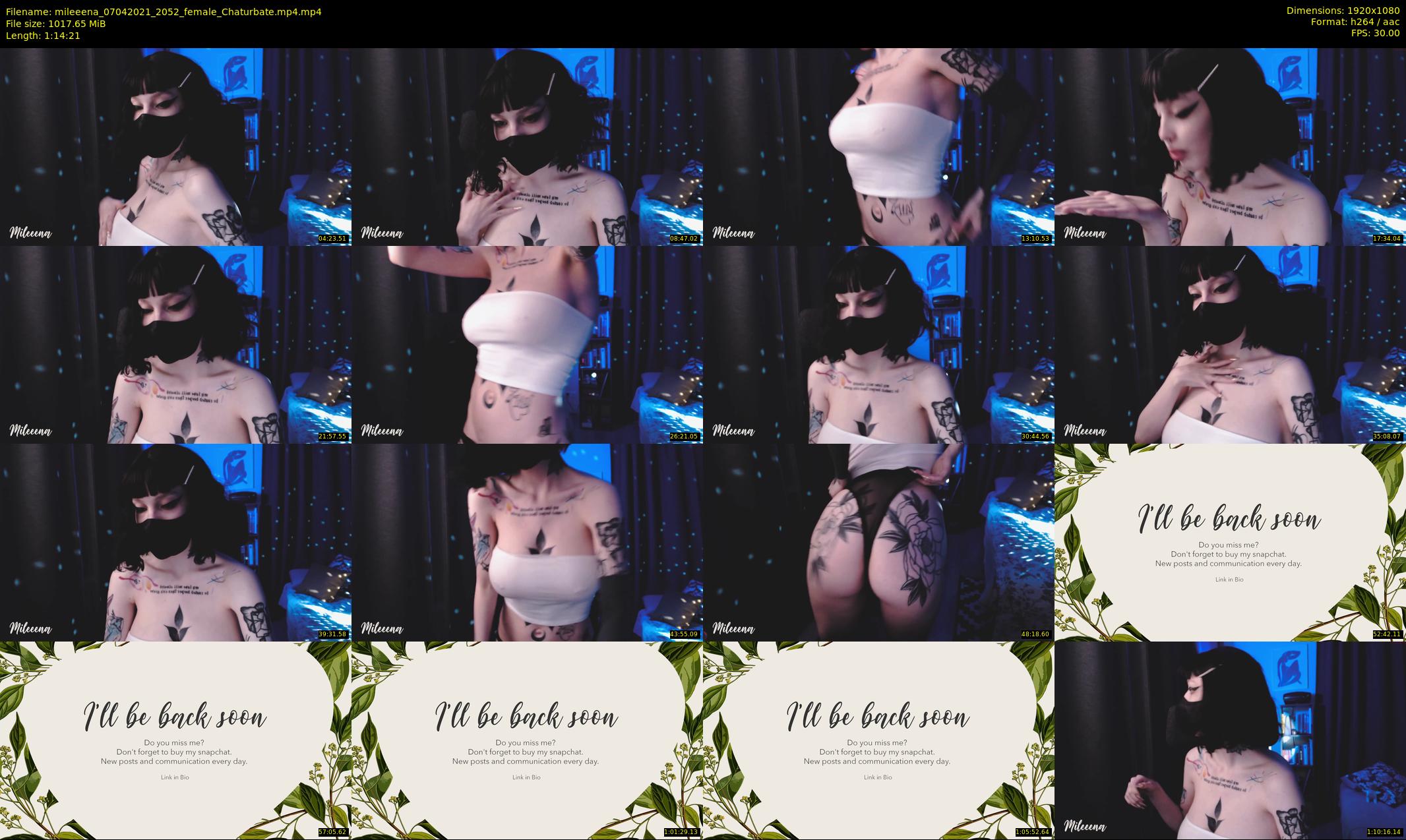 mileeena — 75 minute Chaturbate female cam show recording, 1080p, Apr 7, 2021
