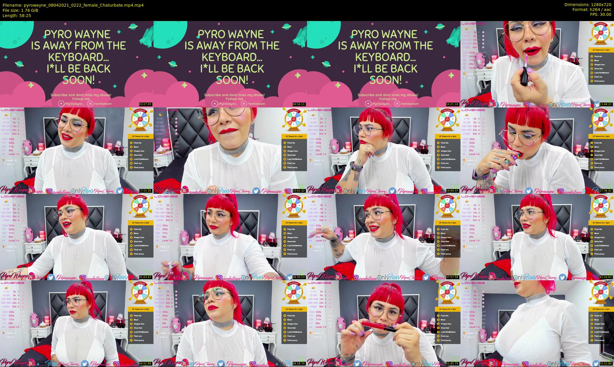 pyrowayne — 59 minute Chaturbate female cam show recording, 720p, Apr 8, 2021