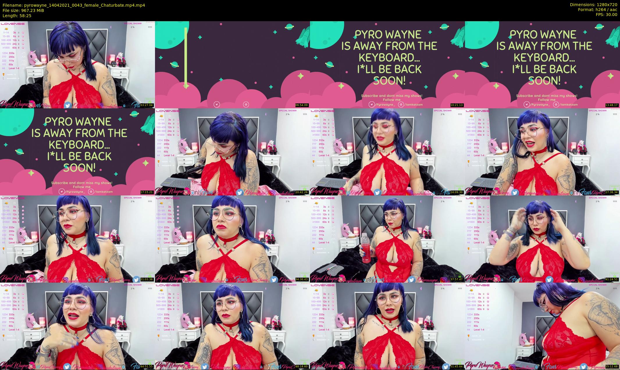 pyrowayne — 59 minute Chaturbate female cam show recording, 720p, Apr 14, 2021