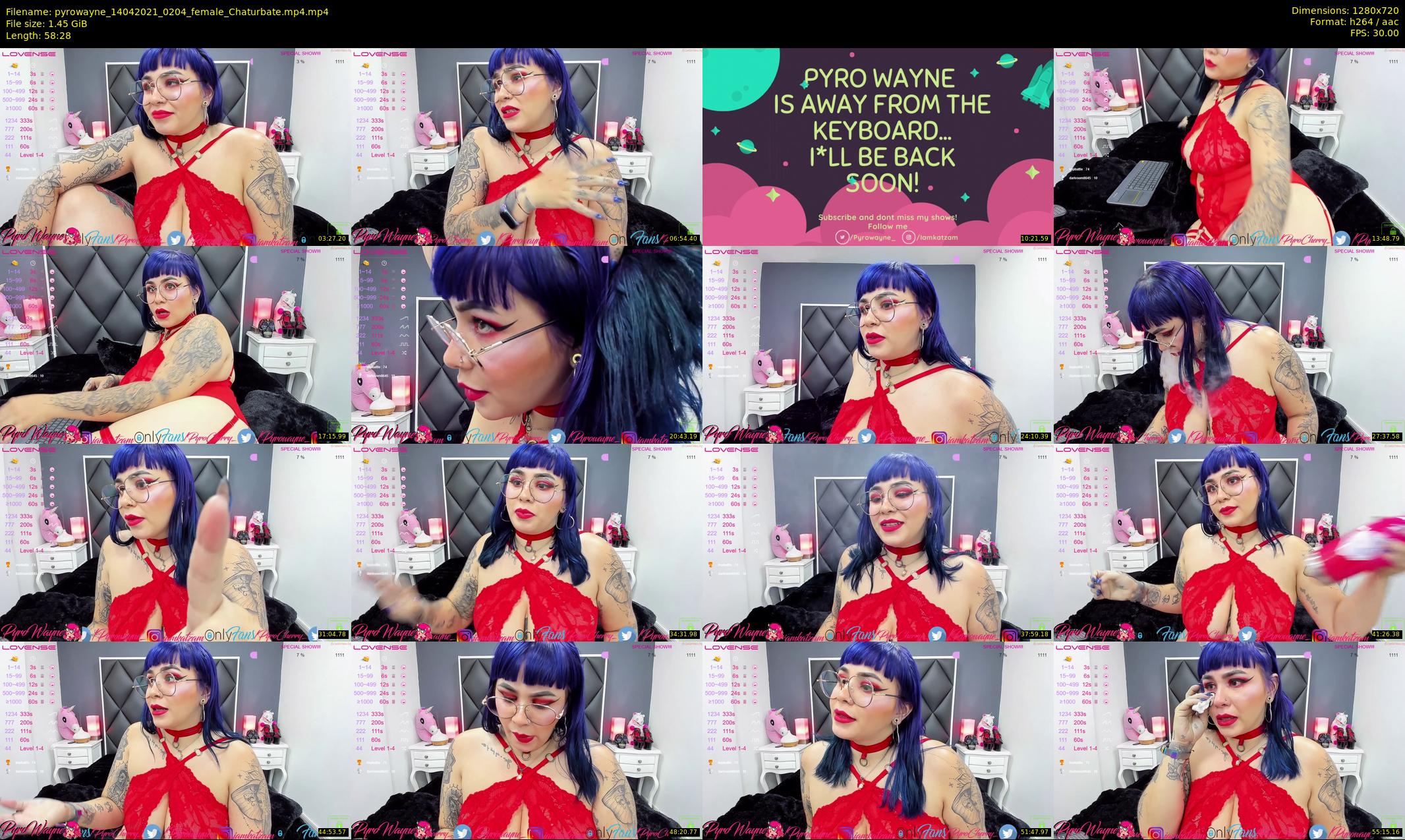 pyrowayne — 59 minute Chaturbate female cam show recording, 720p, Apr 14, 2021