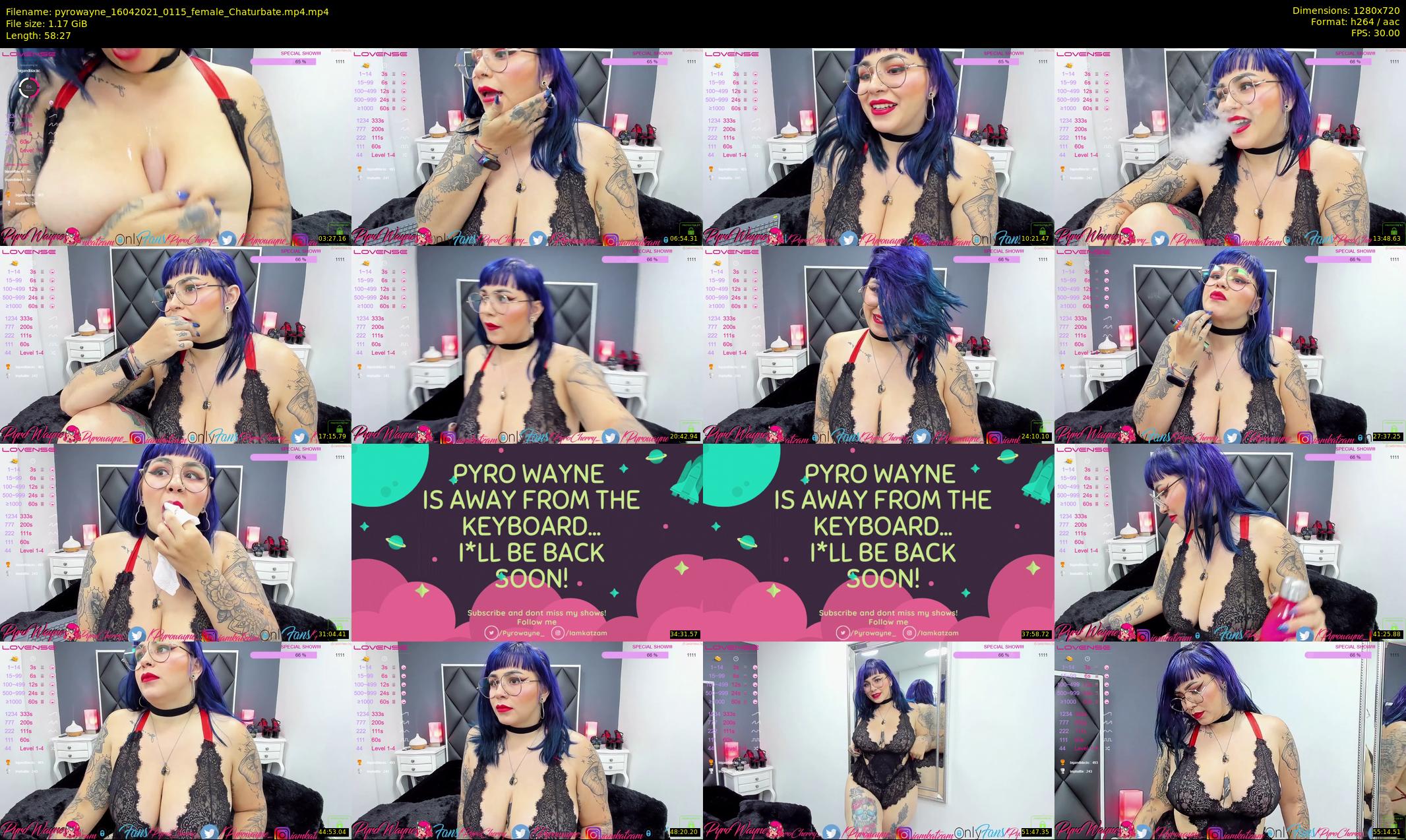 pyrowayne — 59 minute Chaturbate female cam show recording, 720p, Apr 16, 2021