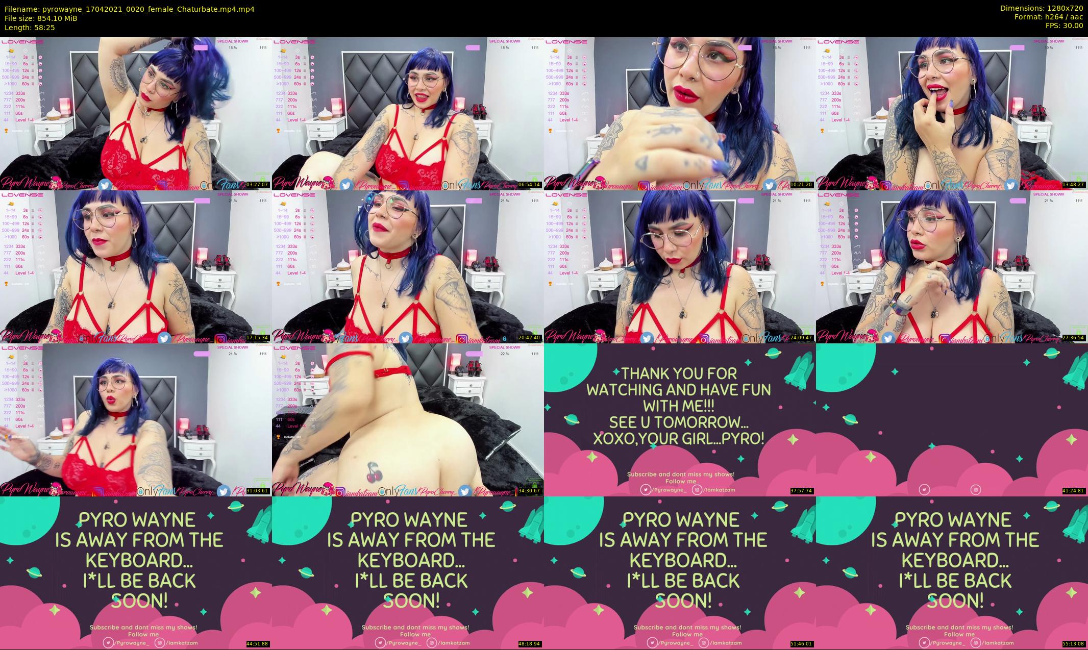 pyrowayne — 59 minute Chaturbate female cam show recording, 720p, Apr 17, 2021